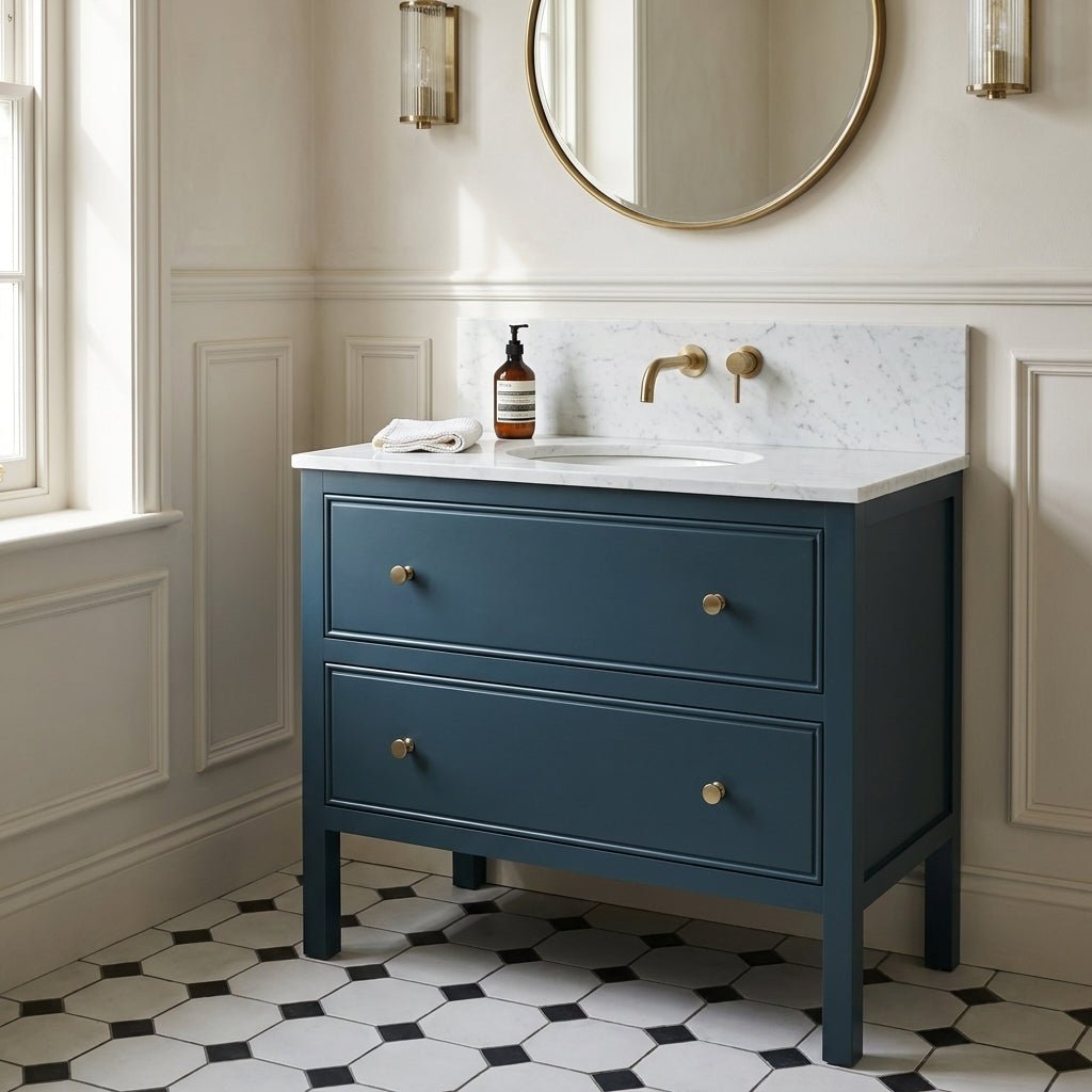The Chester | Undermounted | Painted Beaded Vanity 1000mm Stiffkey Blue - Mockridge Design