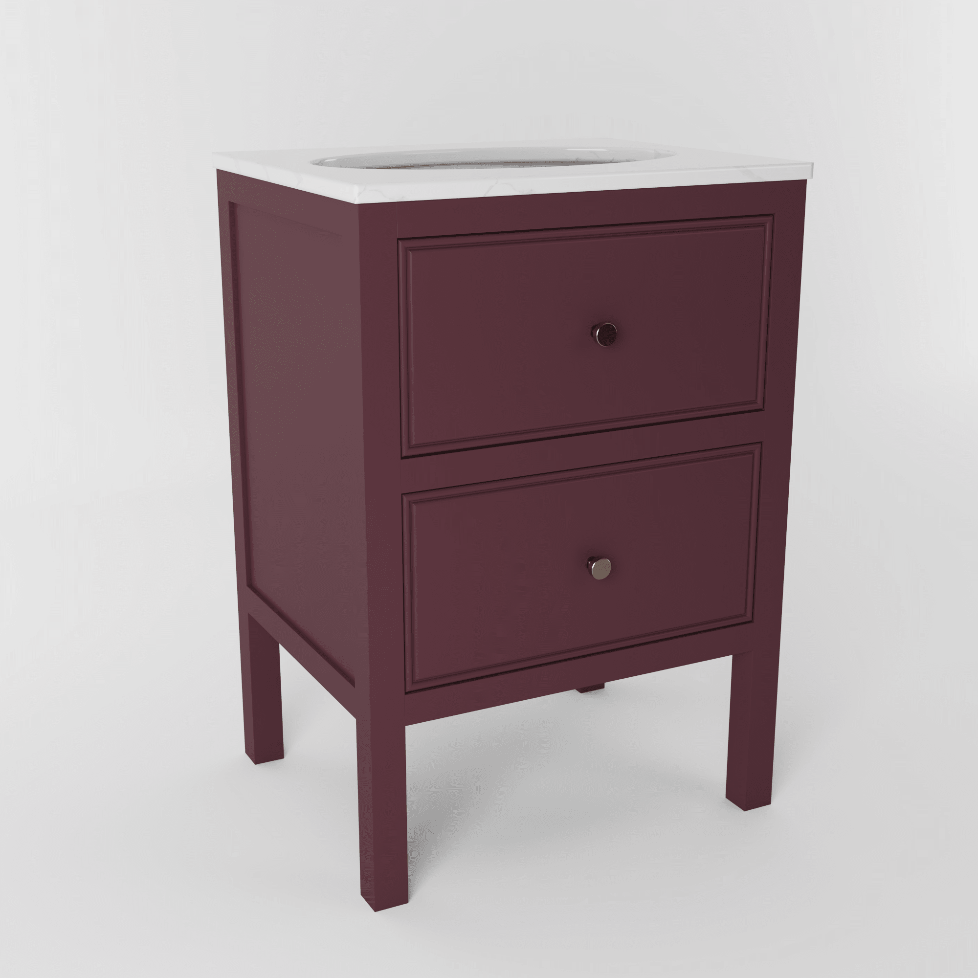 The Chester | Undermounted | Painted Beaded Vanity 600mm Brinjal - Mockridge Design