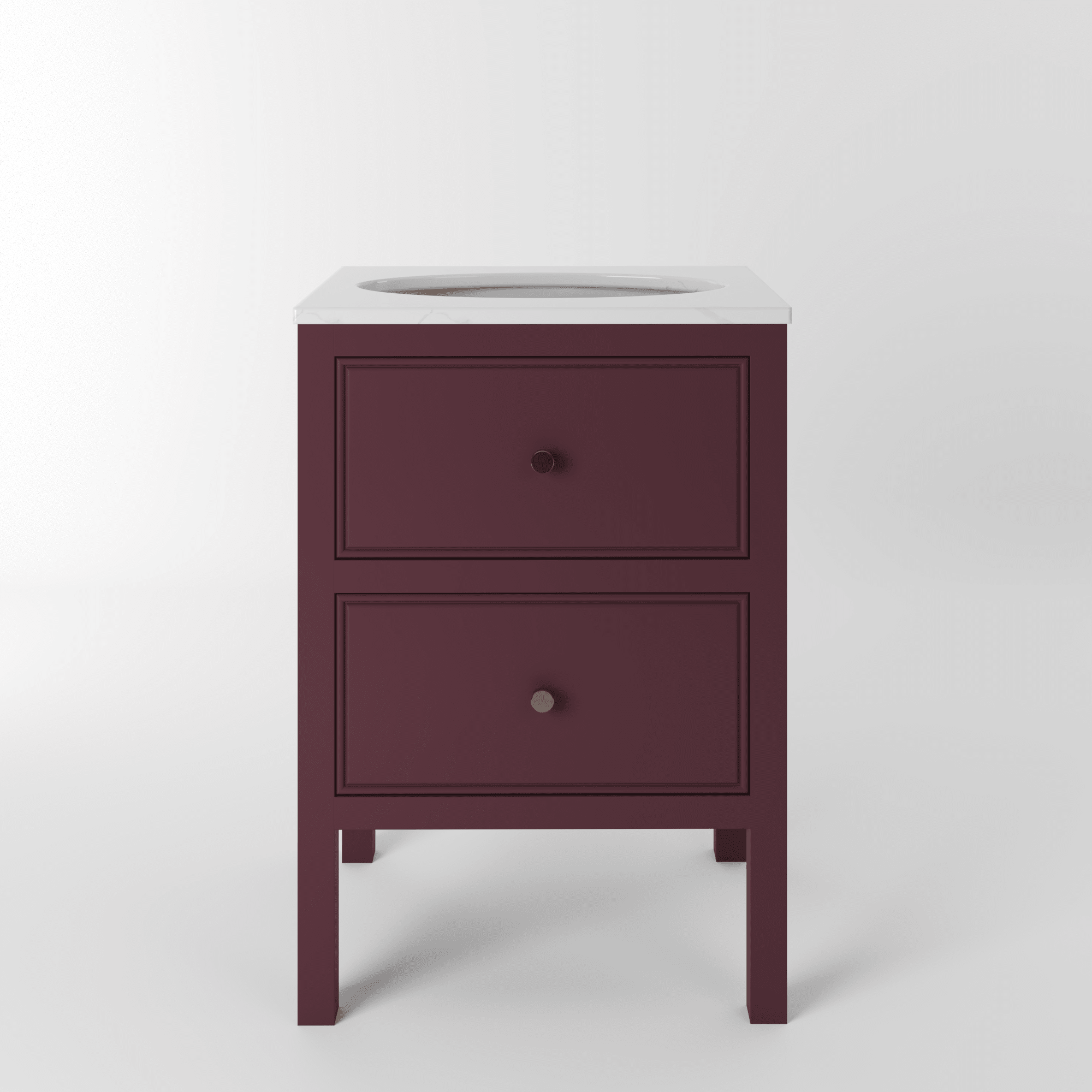 The Chester | Undermounted | Painted Beaded Vanity 600mm Brinjal - Mockridge Design