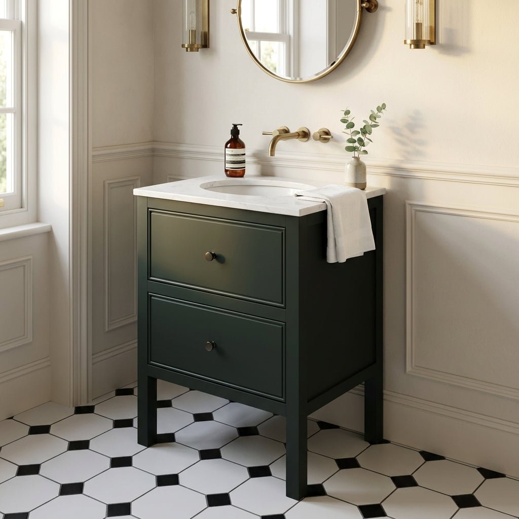 The Chester | Undermounted | Painted Beaded Vanity 600mm Studio Green - Mockridge Design