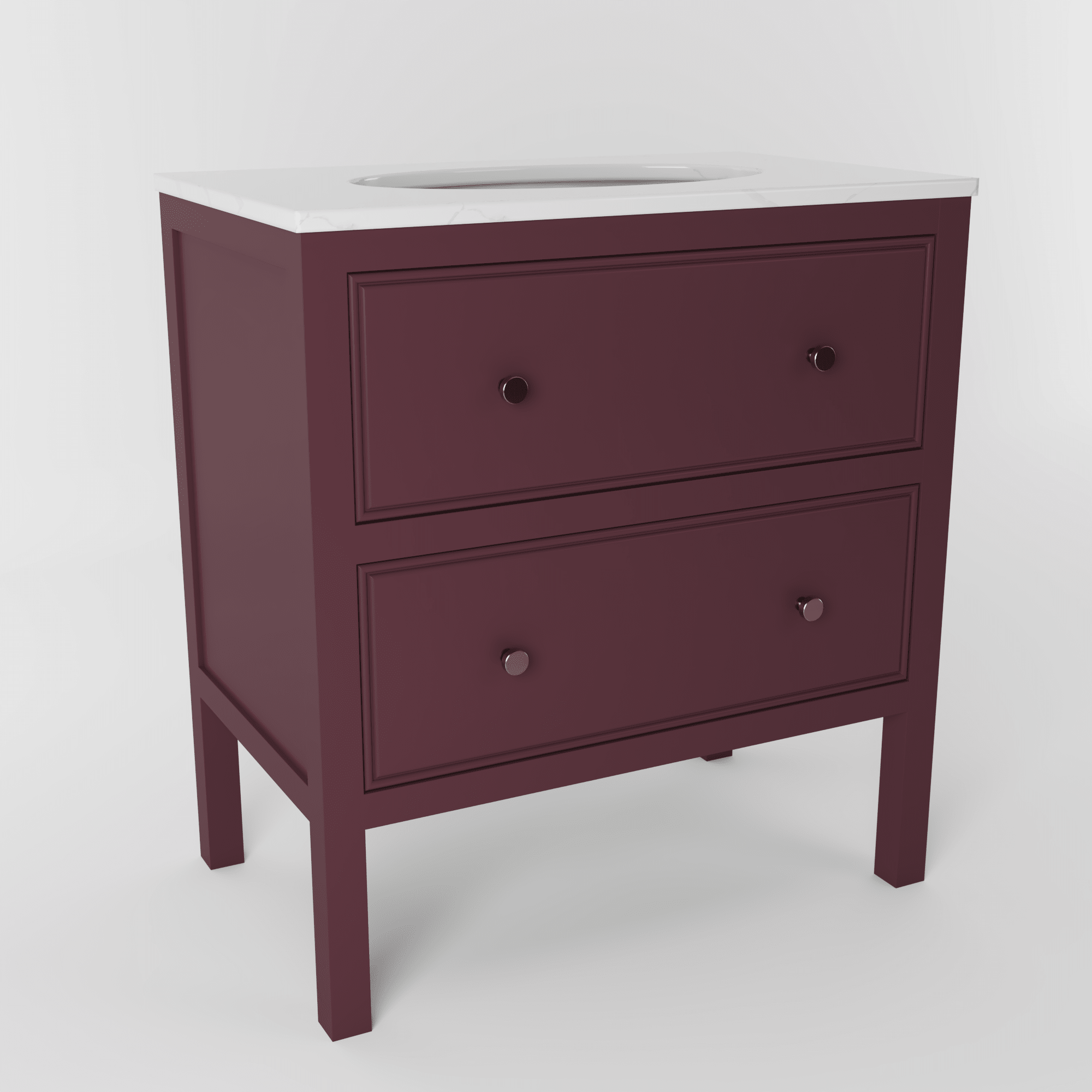 The Chester | Undermounted | Painted Beaded Vanity 800mm Brinjal - Mockridge Design