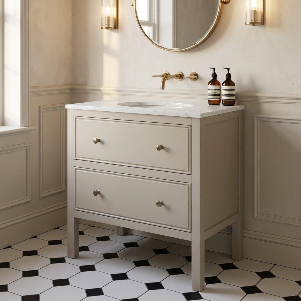 The Chester | Undermounted | Painted Beaded Vanity 800mm Elephants Breath - Mockridge Design