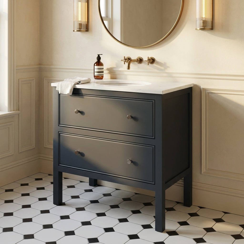 The Chester | Undermounted | Painted Beaded Vanity 800mm Railings - Mockridge Design