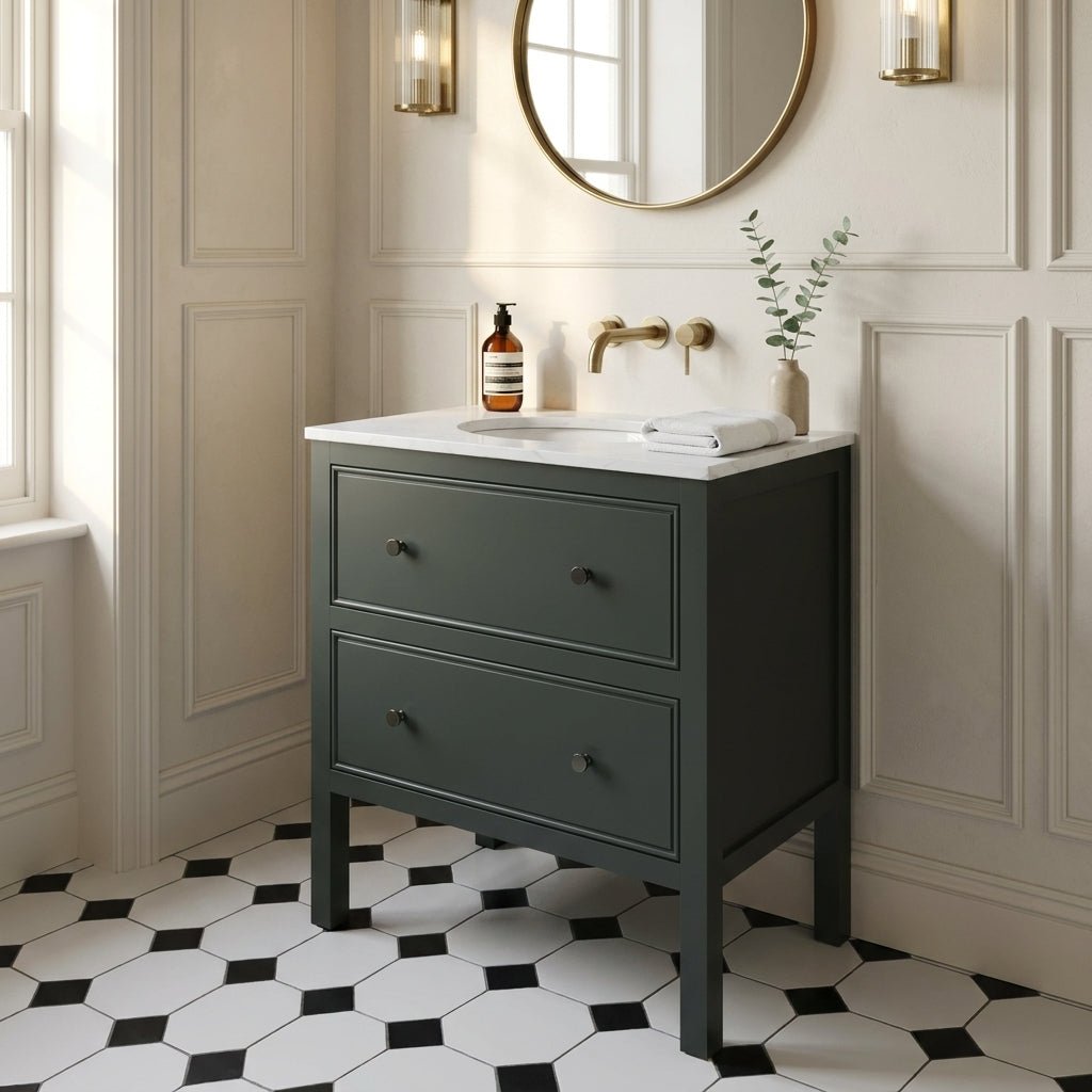 The Chester | Undermounted | Painted Beaded Vanity 800mm Studio Green - Mockridge Design