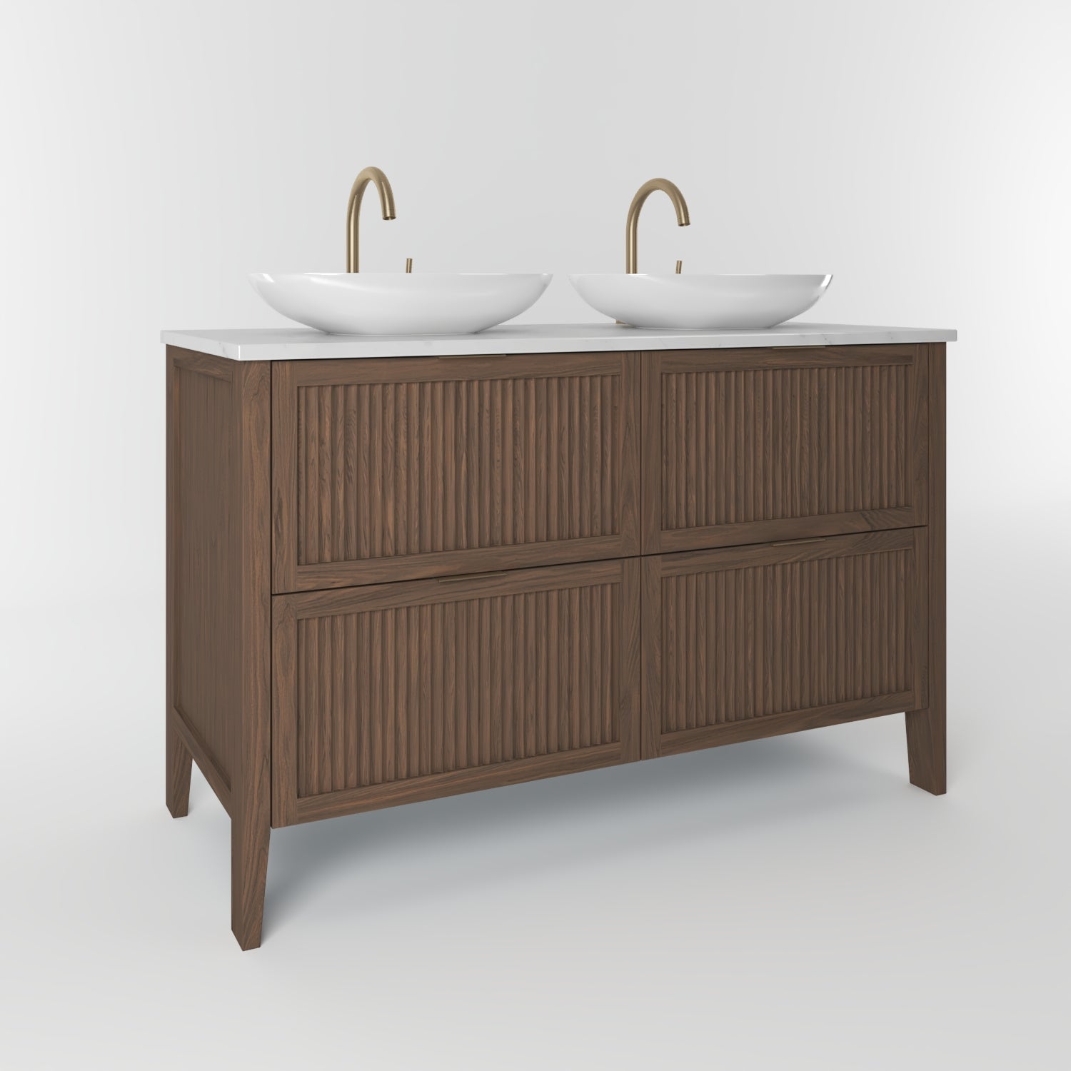 The Clifton | Oak Fluted Double Vanity 1200mm | Chocolate - Mockridge Design