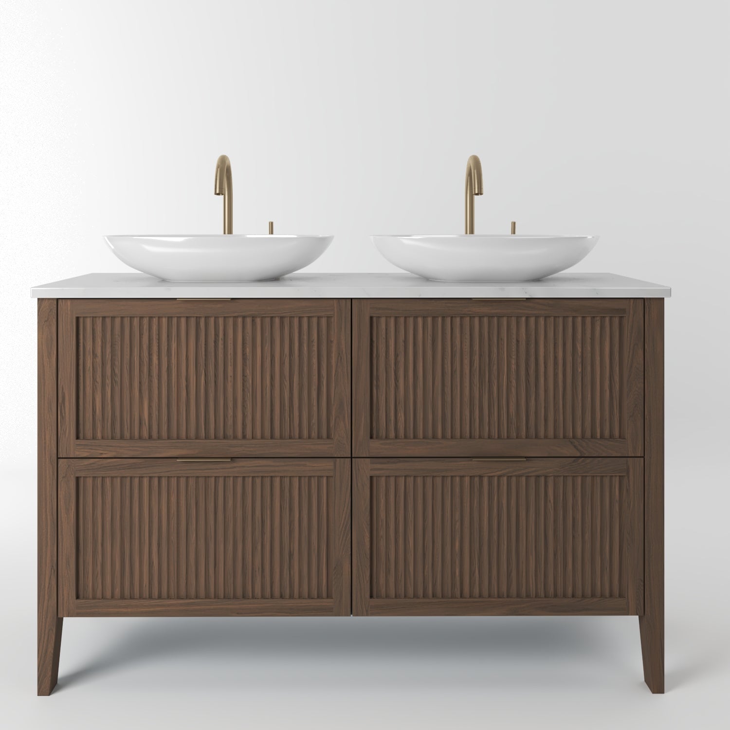 The Clifton | Oak Fluted Double Vanity 1200mm | Chocolate - Mockridge Design