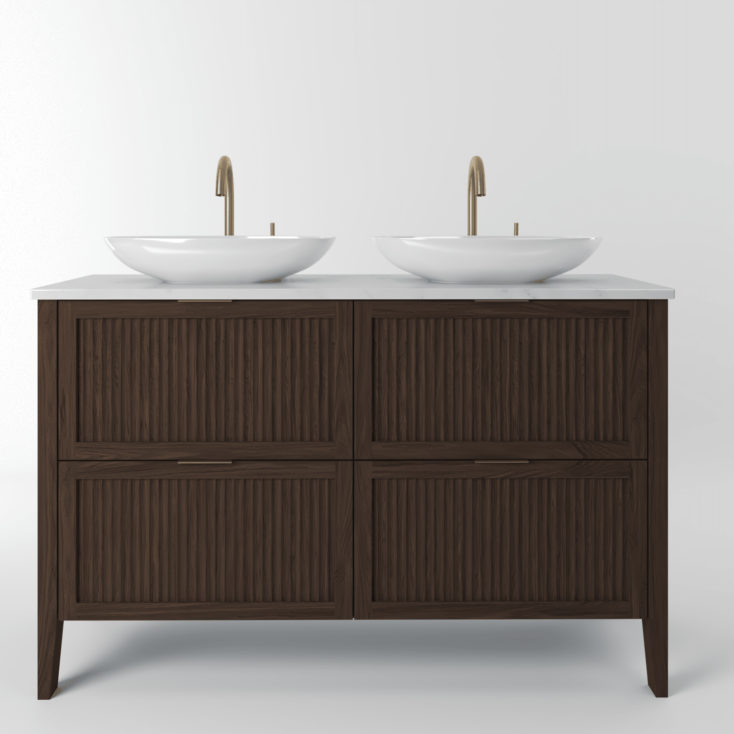 The Clifton | Oak Fluted Double Vanity 1200mm | Dark Roast - Mockridge Design