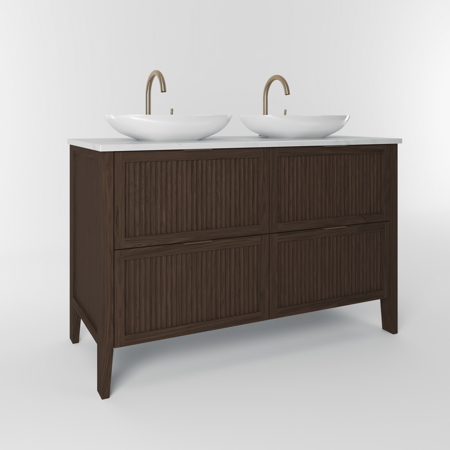 The Clifton | Oak Fluted Double Vanity 1200mm | Dark Roast - Mockridge Design