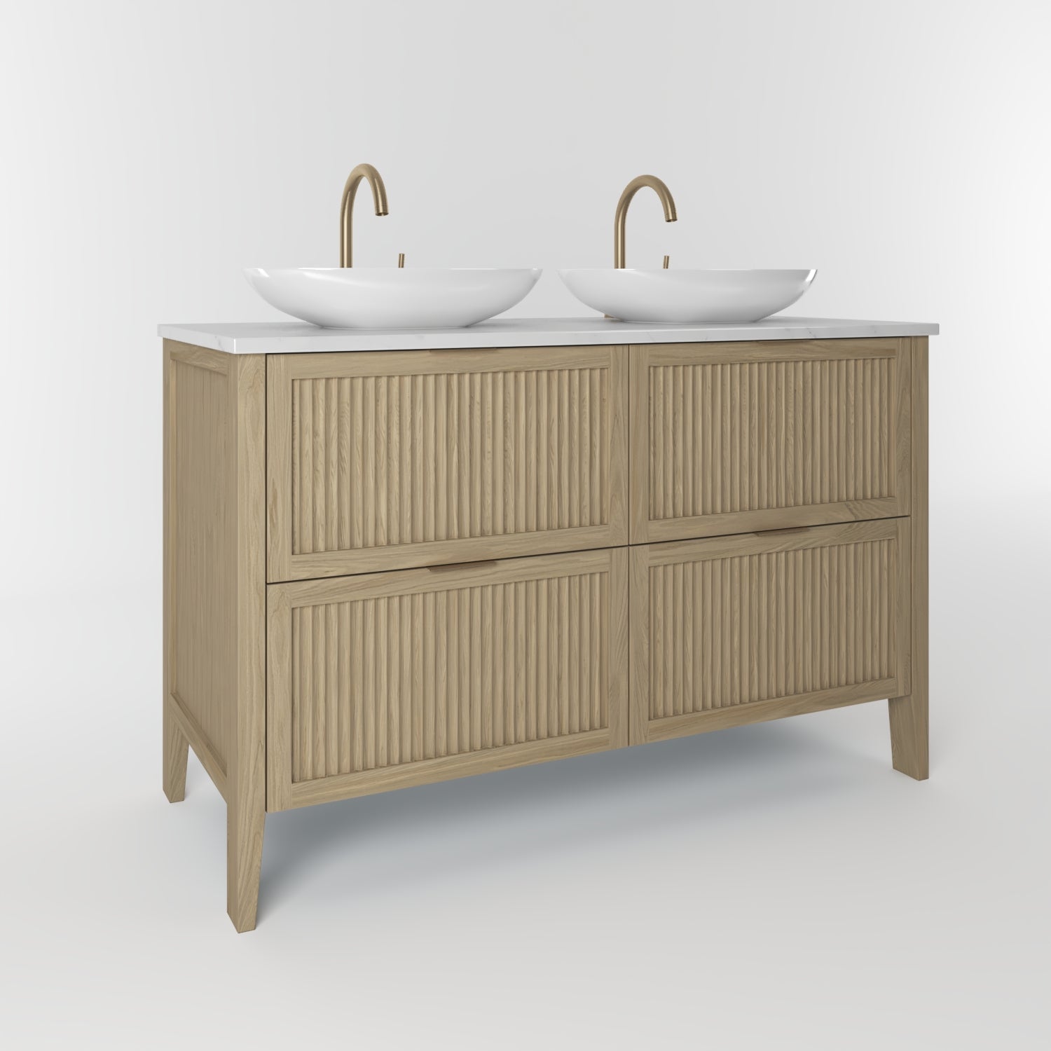 The Clifton | Oak Fluted Double Vanity 1200mm | Macchiato - Mockridge Design