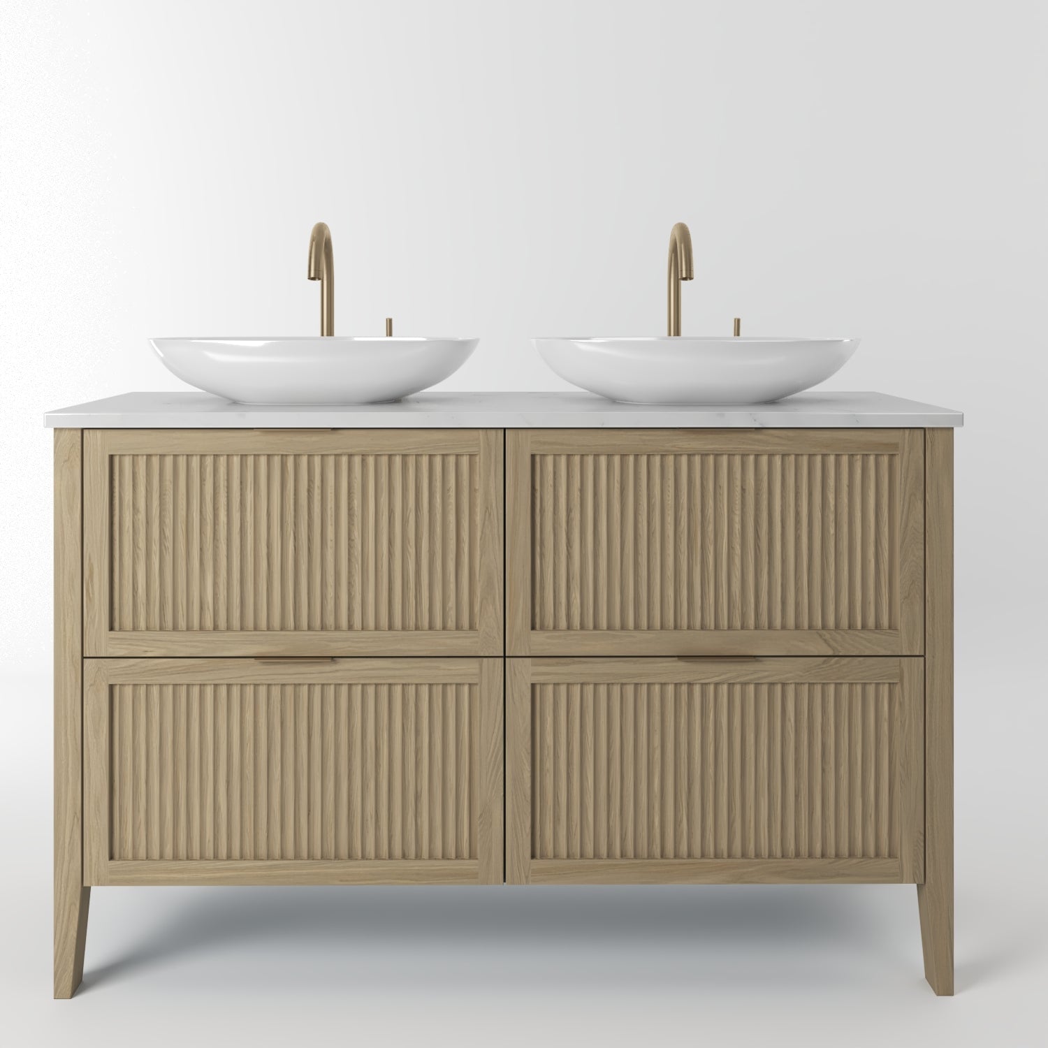 The Clifton | Oak Fluted Double Vanity 1200mm | Macchiato - Mockridge Design