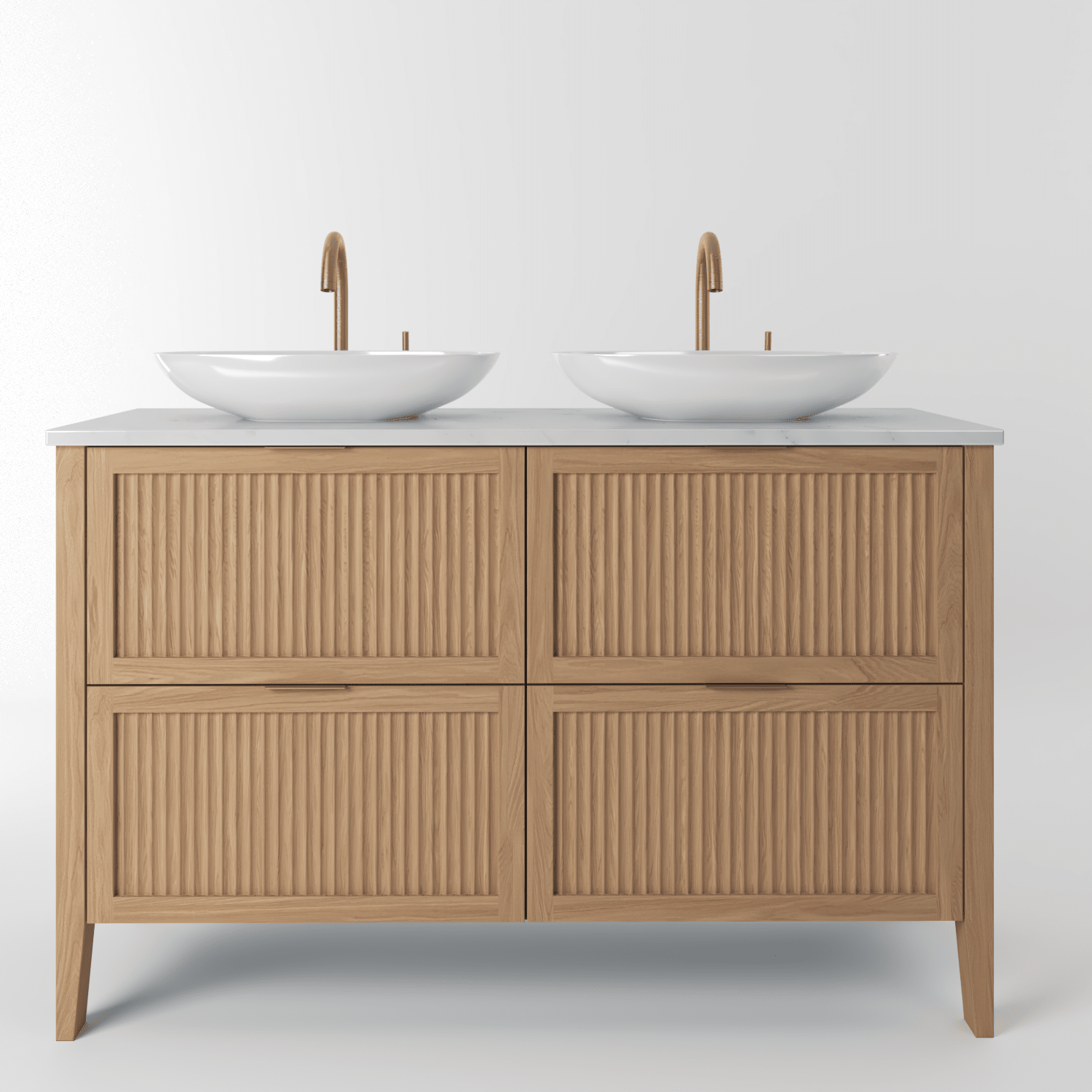 The Clifton | Oak Fluted Double Vanity 1200mm | Natural - Mockridge Design