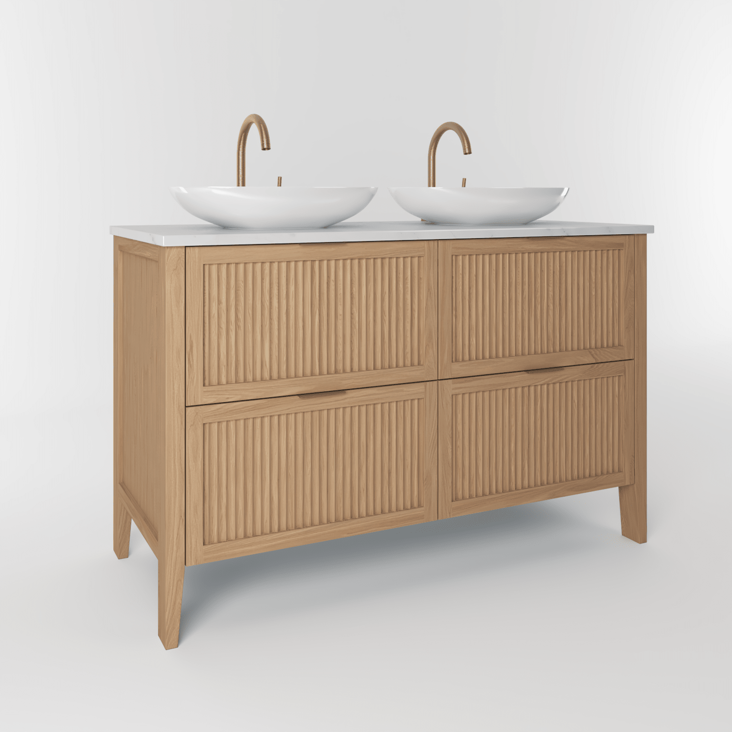 The Clifton | Oak Fluted Double Vanity 1200mm | Natural - Mockridge Design