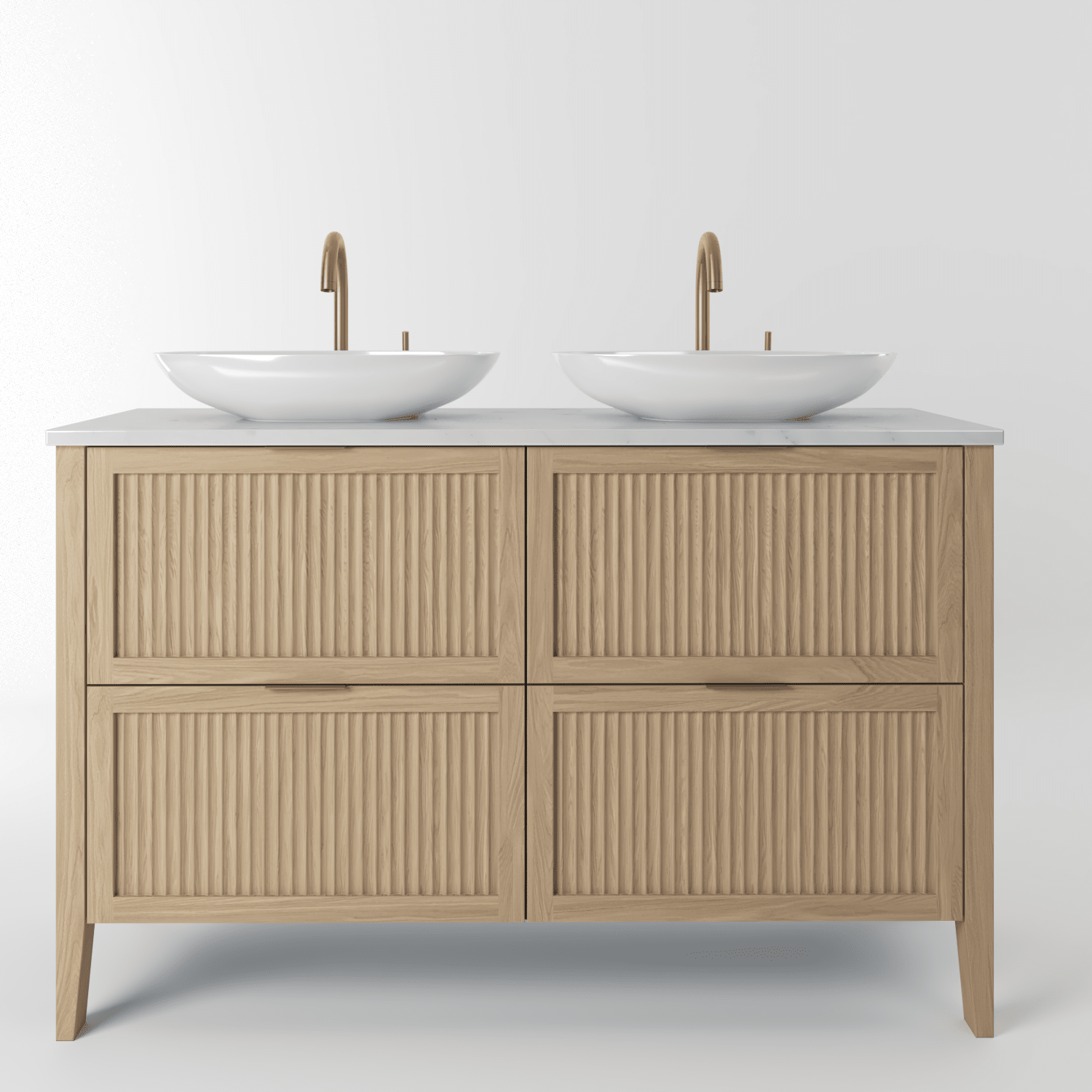 The Clifton | Oak Fluted Double Vanity 1200mm | Smoke 5% - Mockridge Design