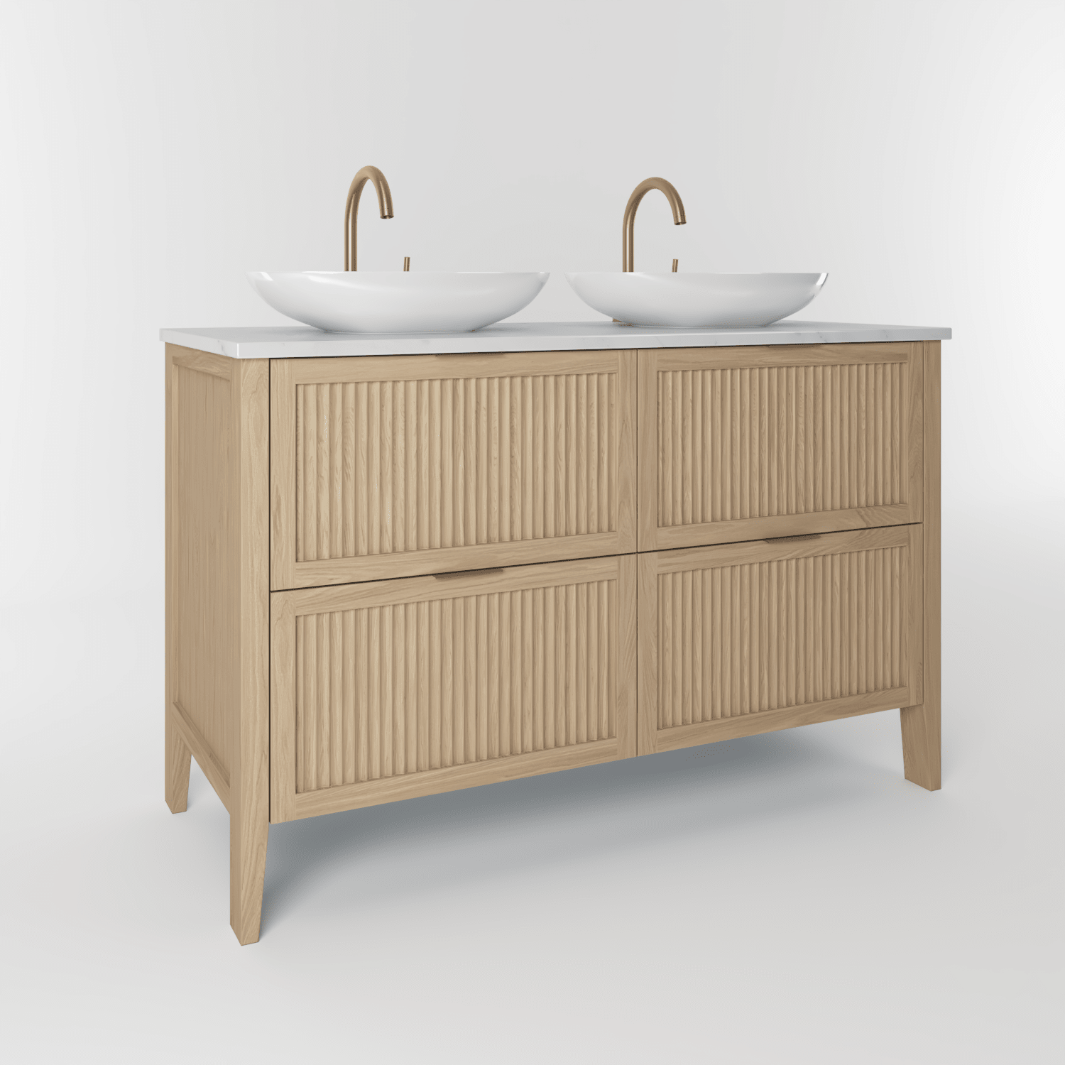 The Clifton | Oak Fluted Double Vanity 1200mm | Smoke 5% - Mockridge Design