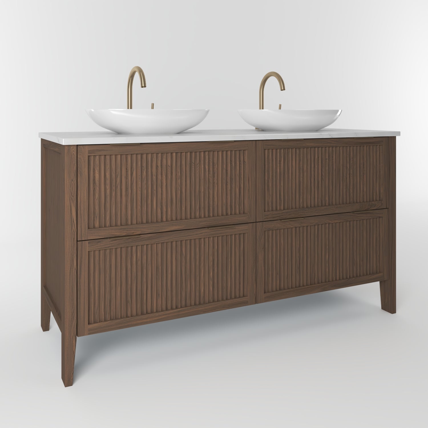 The Clifton | Oak Fluted Double Vanity 1400mm | Chocolate - Mockridge Design