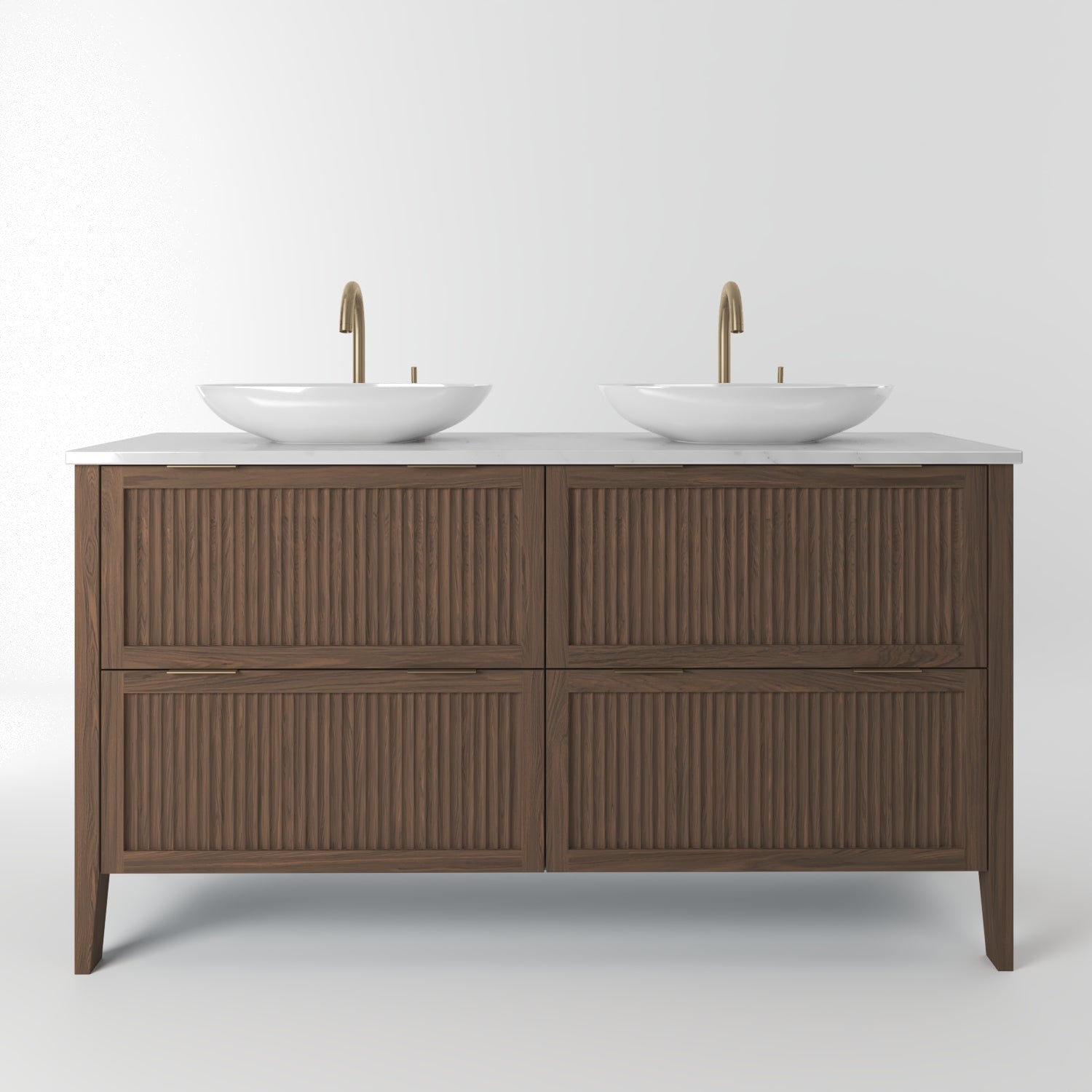 The Clifton | Oak Fluted Double Vanity 1400mm | Chocolate - Mockridge Design