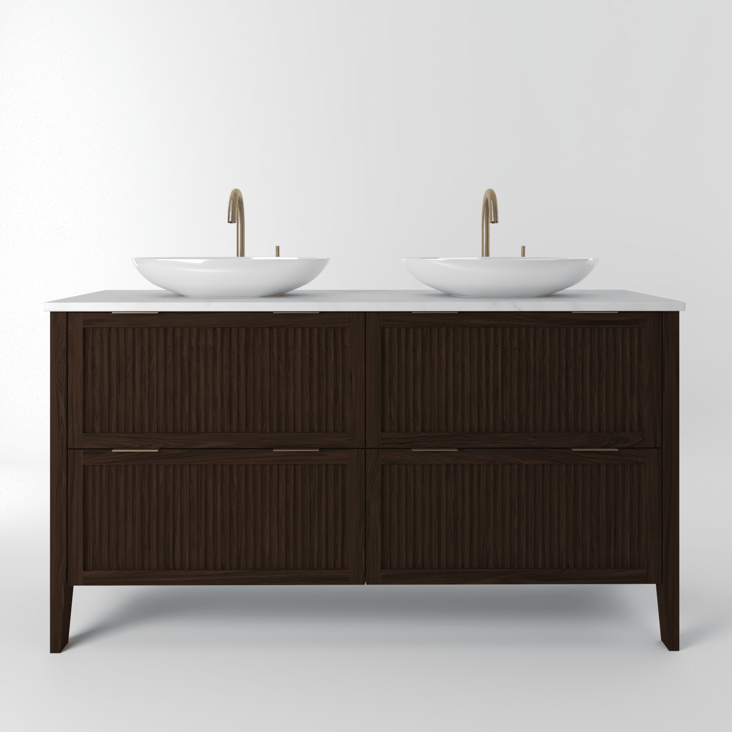 The Clifton | Oak Fluted Double Vanity 1400mm | Espresso - Mockridge Design