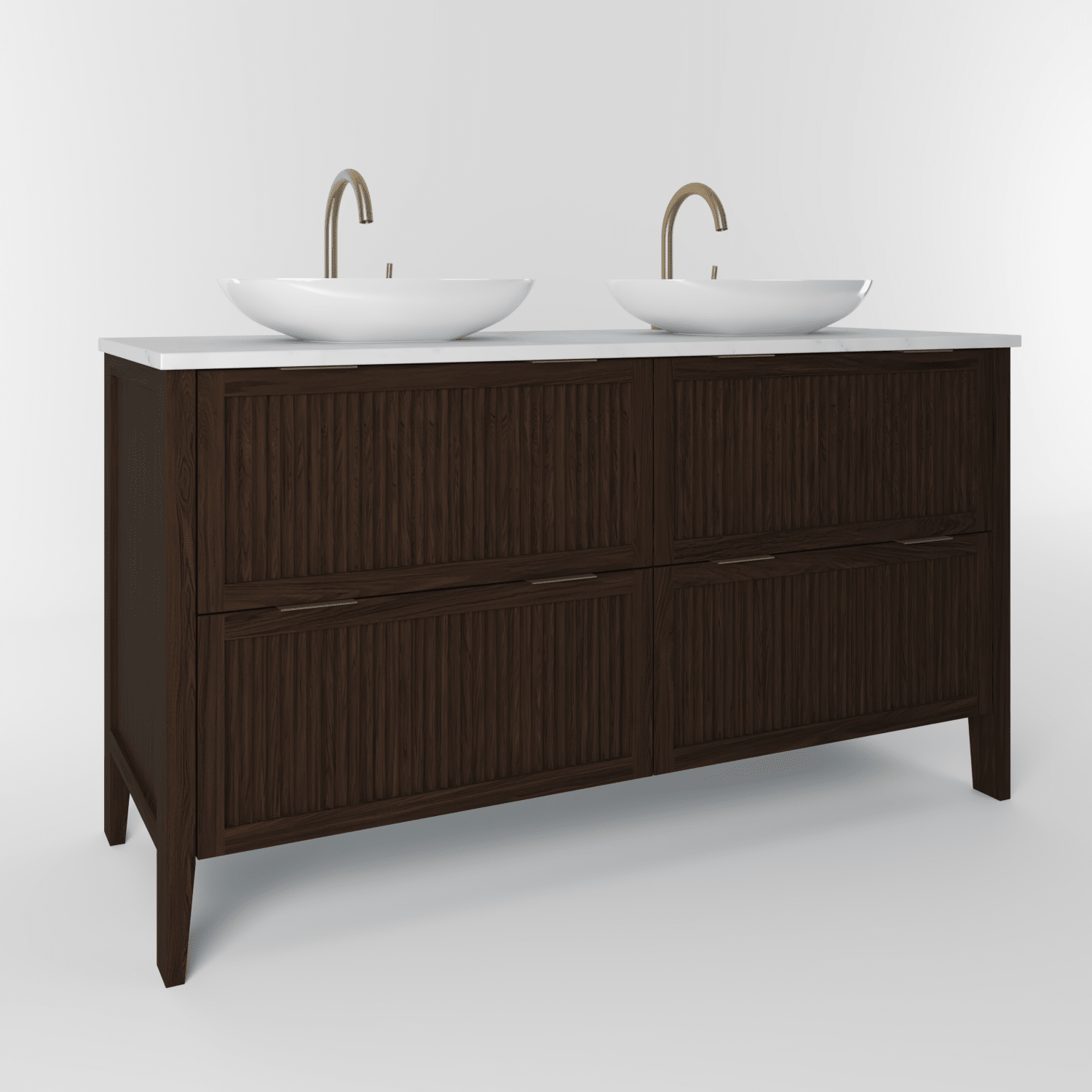 The Clifton | Oak Fluted Double Vanity 1400mm | Espresso - Mockridge Design