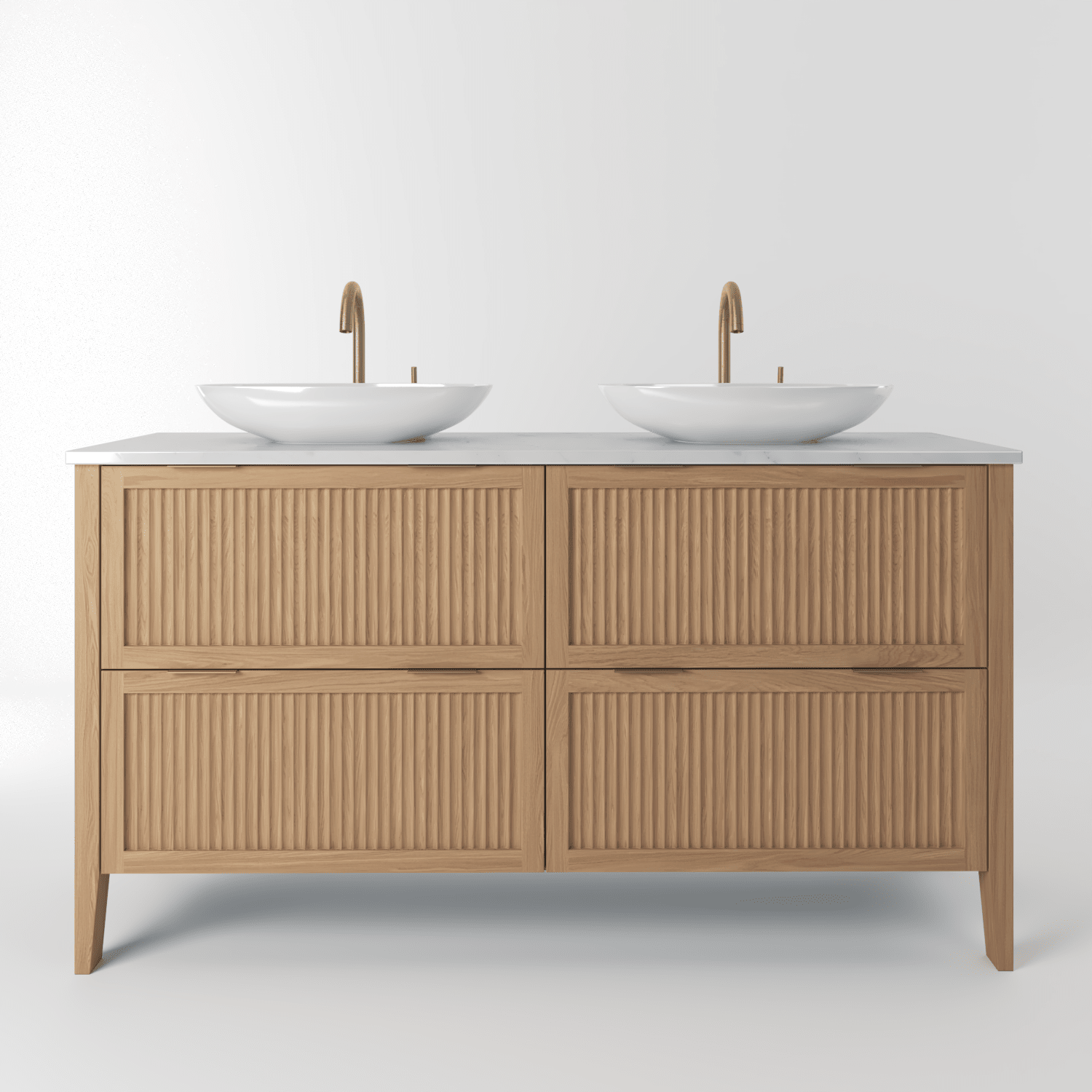 The Clifton | Oak Fluted Double Vanity 1400mm | Natural - Mockridge Design
