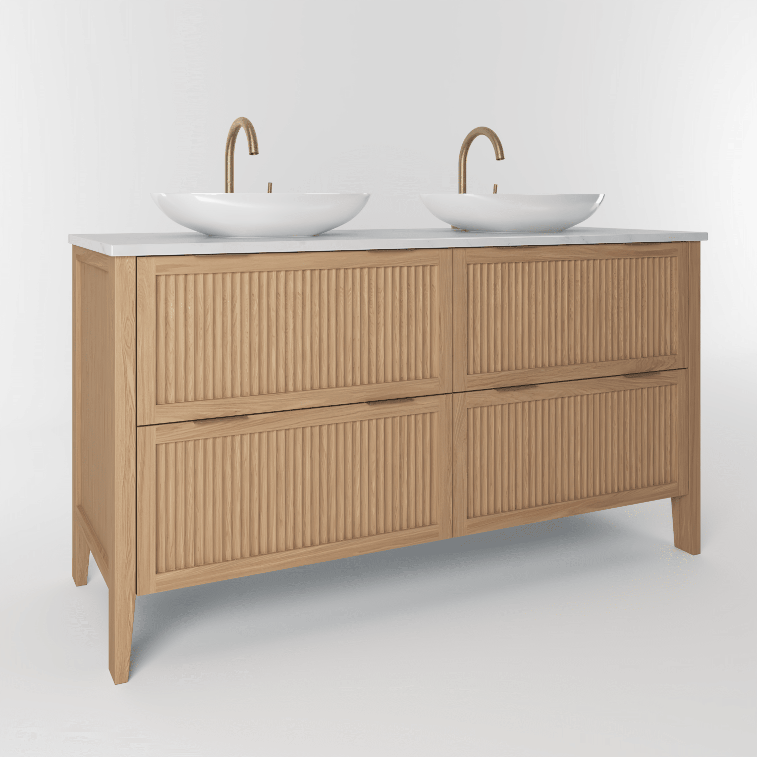 The Clifton | Oak Fluted Double Vanity 1400mm | Natural - Mockridge Design