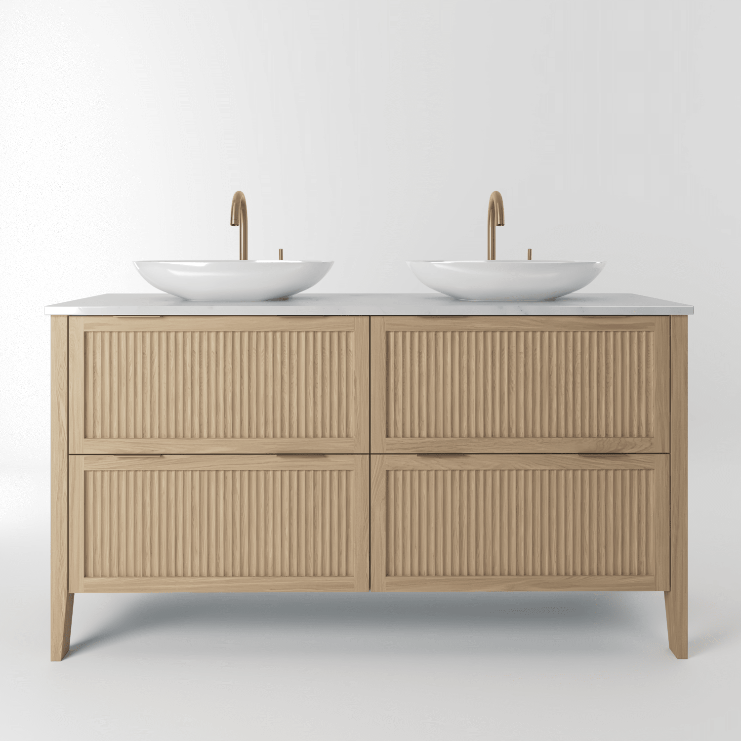 The Clifton | Oak Fluted Double Vanity 1400mm | Smoke 5% - Mockridge Design