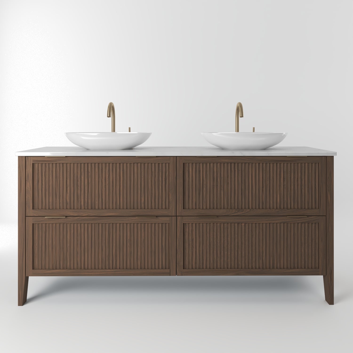 The Clifton | Oak Fluted Double Vanity 1600mm | Chocolate - Mockridge Design