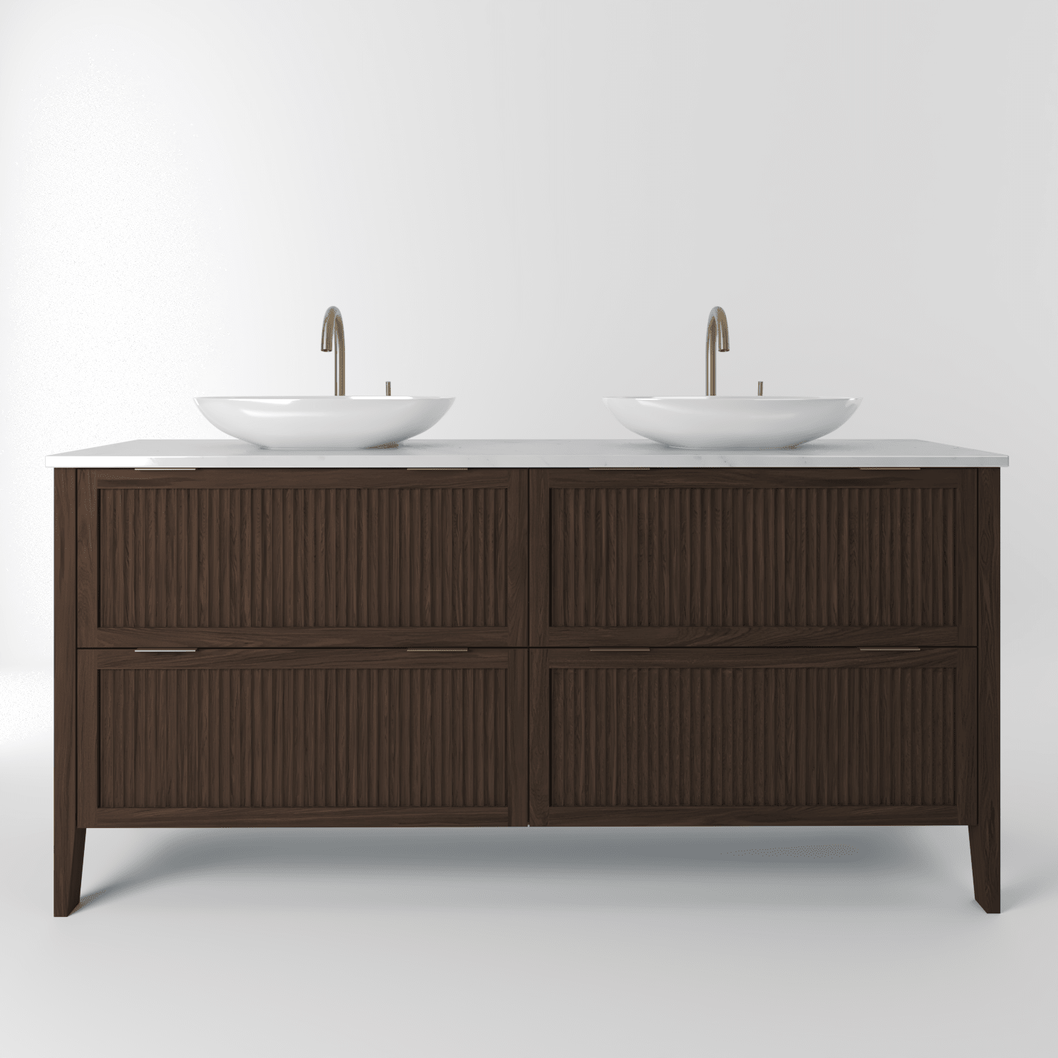 The Clifton | Oak Fluted Double Vanity 1600mm | Dark Roast - Mockridge Design