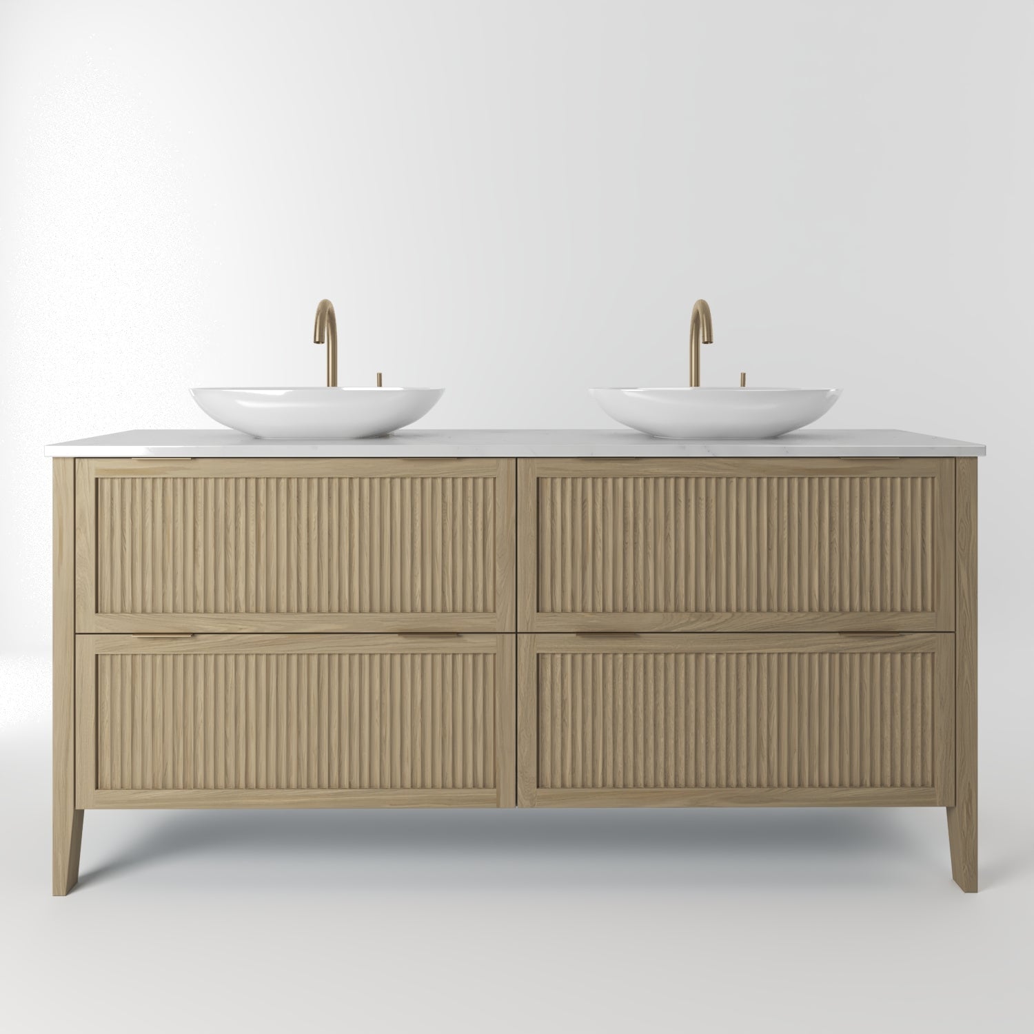 The Clifton | Oak Fluted Double Vanity 1600mm | Macchiato - Mockridge Design