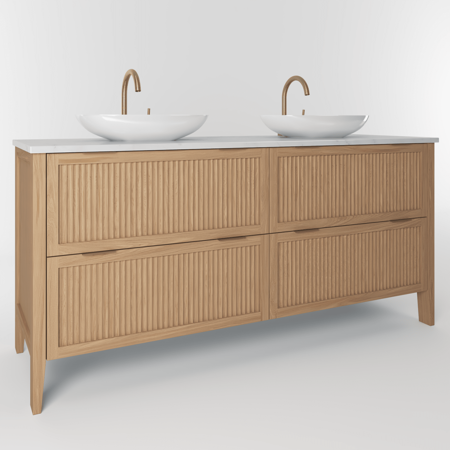 The Clifton | Oak Fluted Double Vanity 1600mm | Natural - Mockridge Design