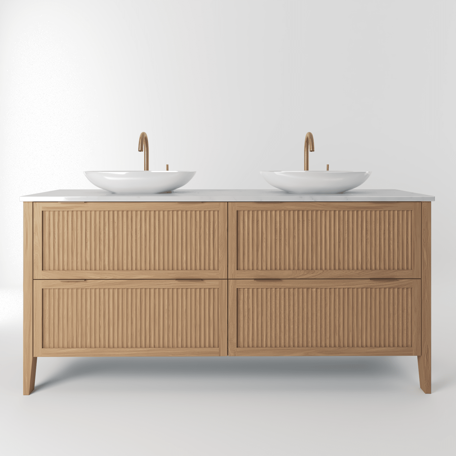 The Clifton | Oak Fluted Double Vanity 1600mm | Natural - Mockridge Design