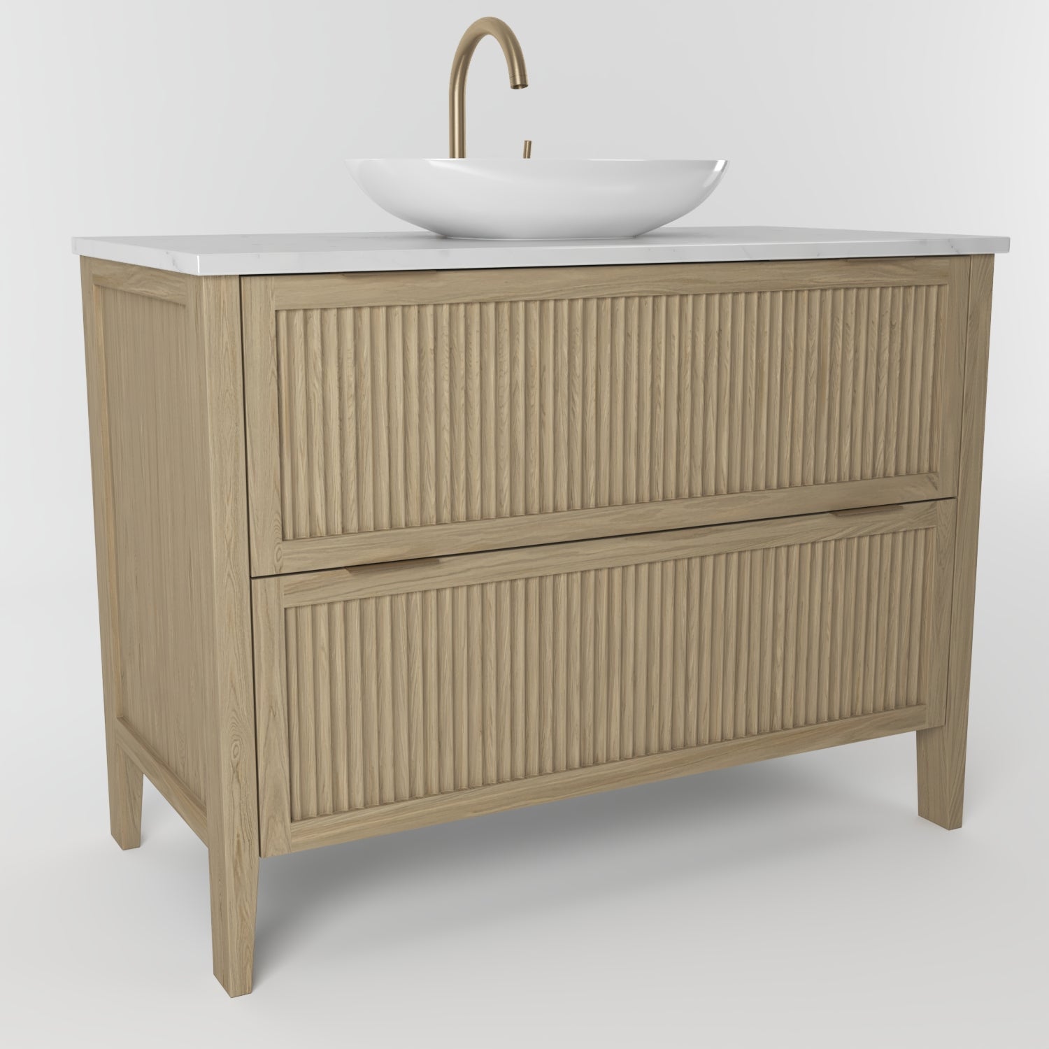 The Clifton | Oak Fluted Vanity 1000mm | Macchiato - Mockridge Design