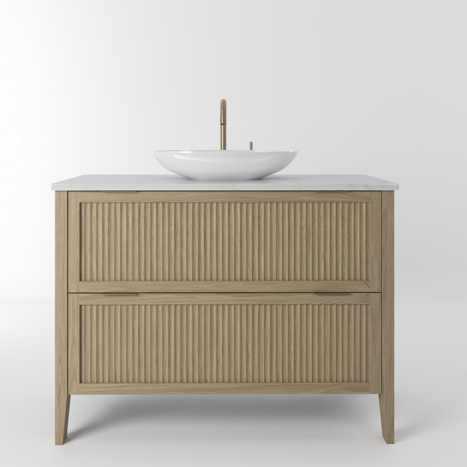 The Clifton | Oak Fluted Vanity 1000mm | Macchiato - Mockridge Design