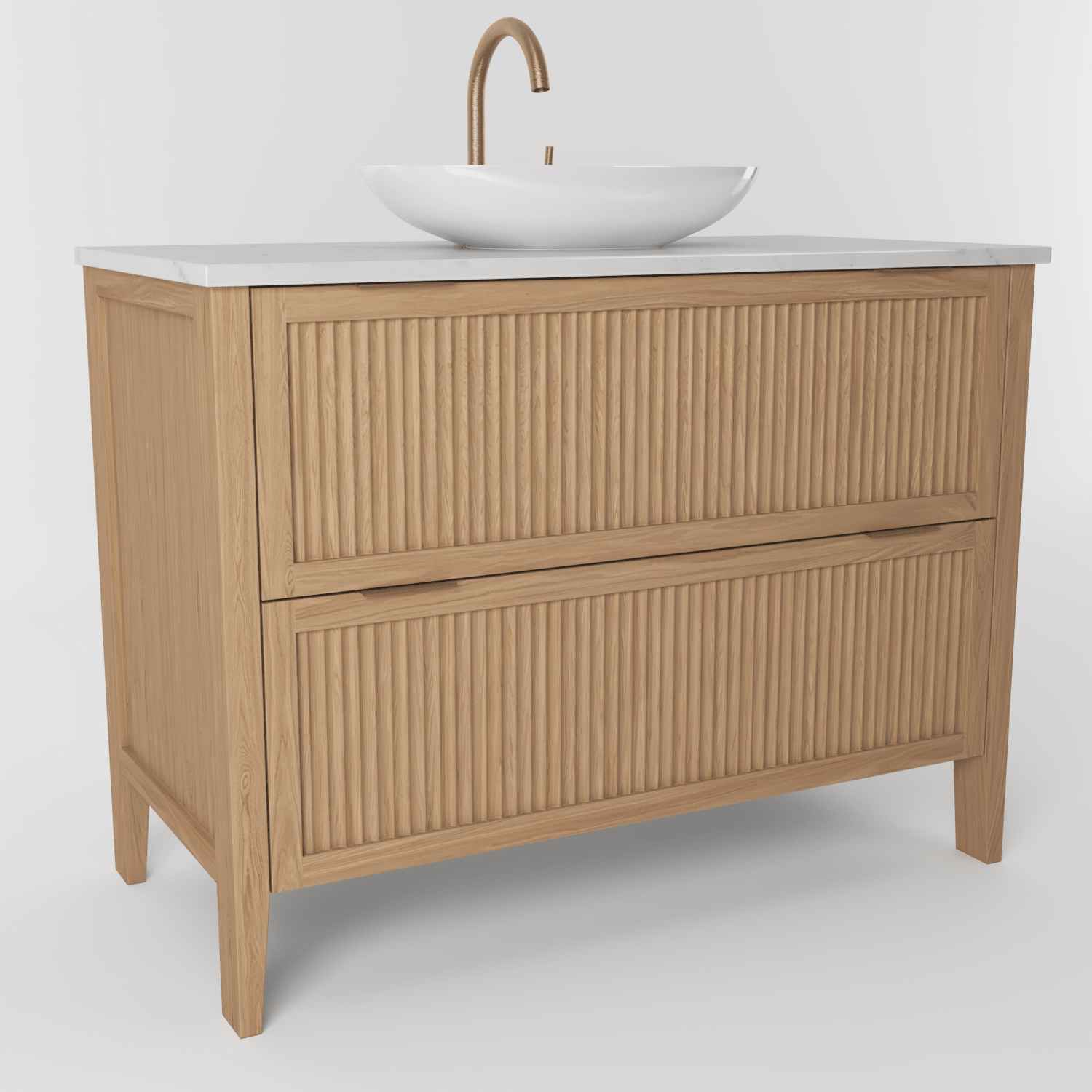 The Clifton | Oak Fluted Vanity 1000mm | Natural - Mockridge Design