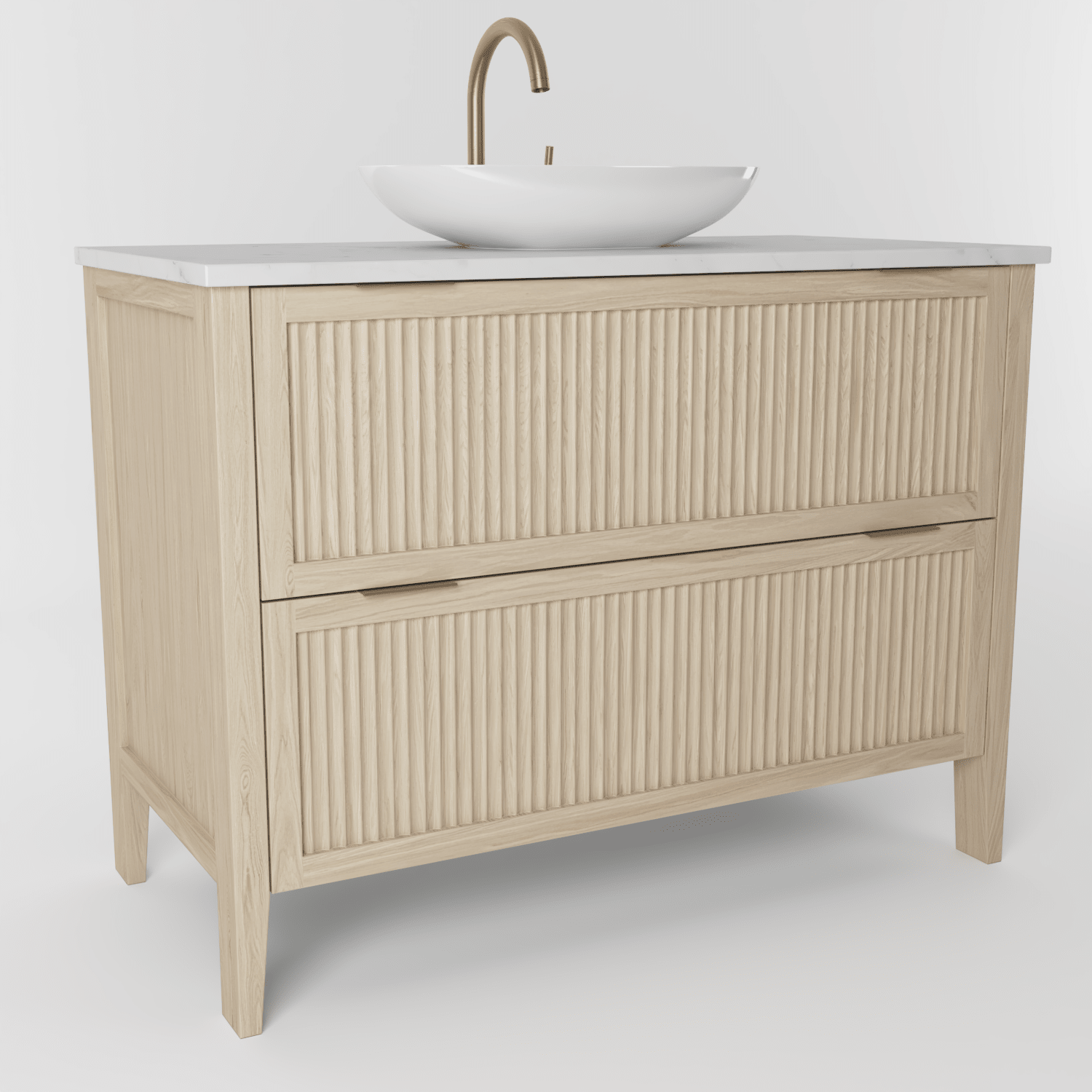 The Clifton | Oak Fluted Vanity 1000mm | White - Mockridge Design
