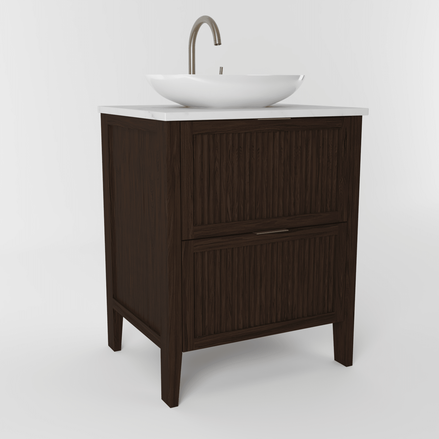 The Clifton | Oak Fluted Vanity 600mm | Espresso - Mockridge Design