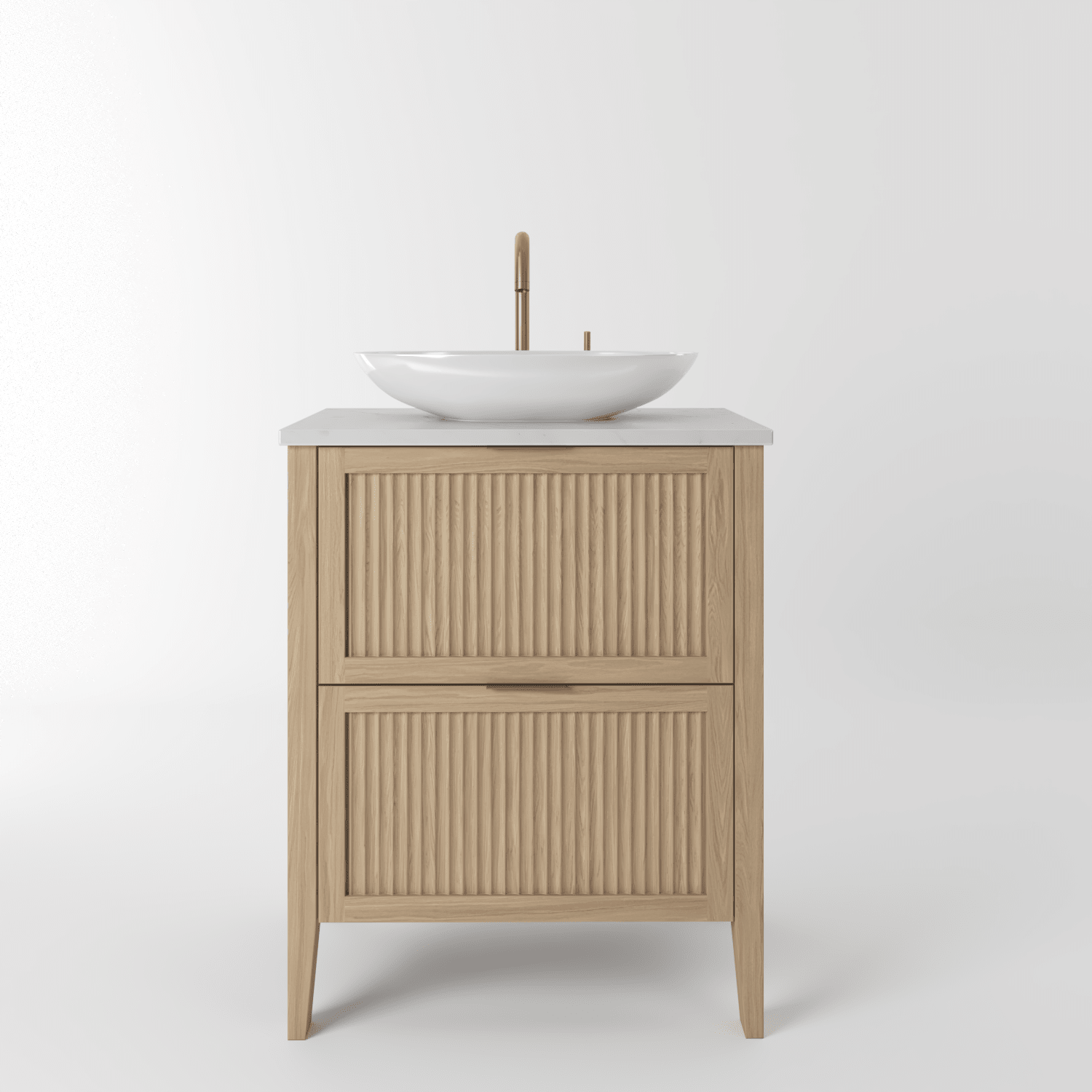 The Clifton | Oak Fluted Vanity 600mm | Smoke 5% - Mockridge Design