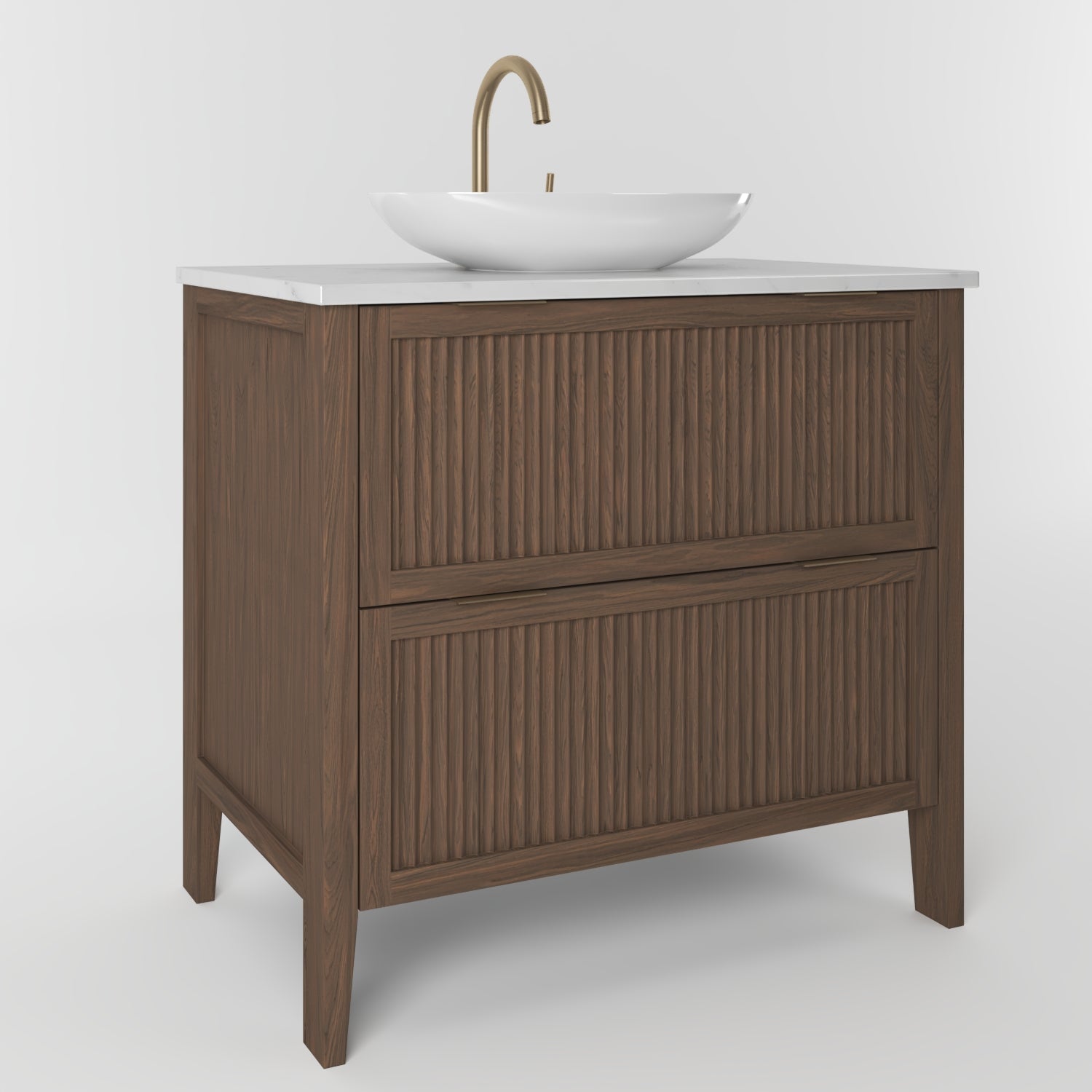 The Clifton | Oak Fluted Vanity 800mm | Chocolate - Mockridge Design