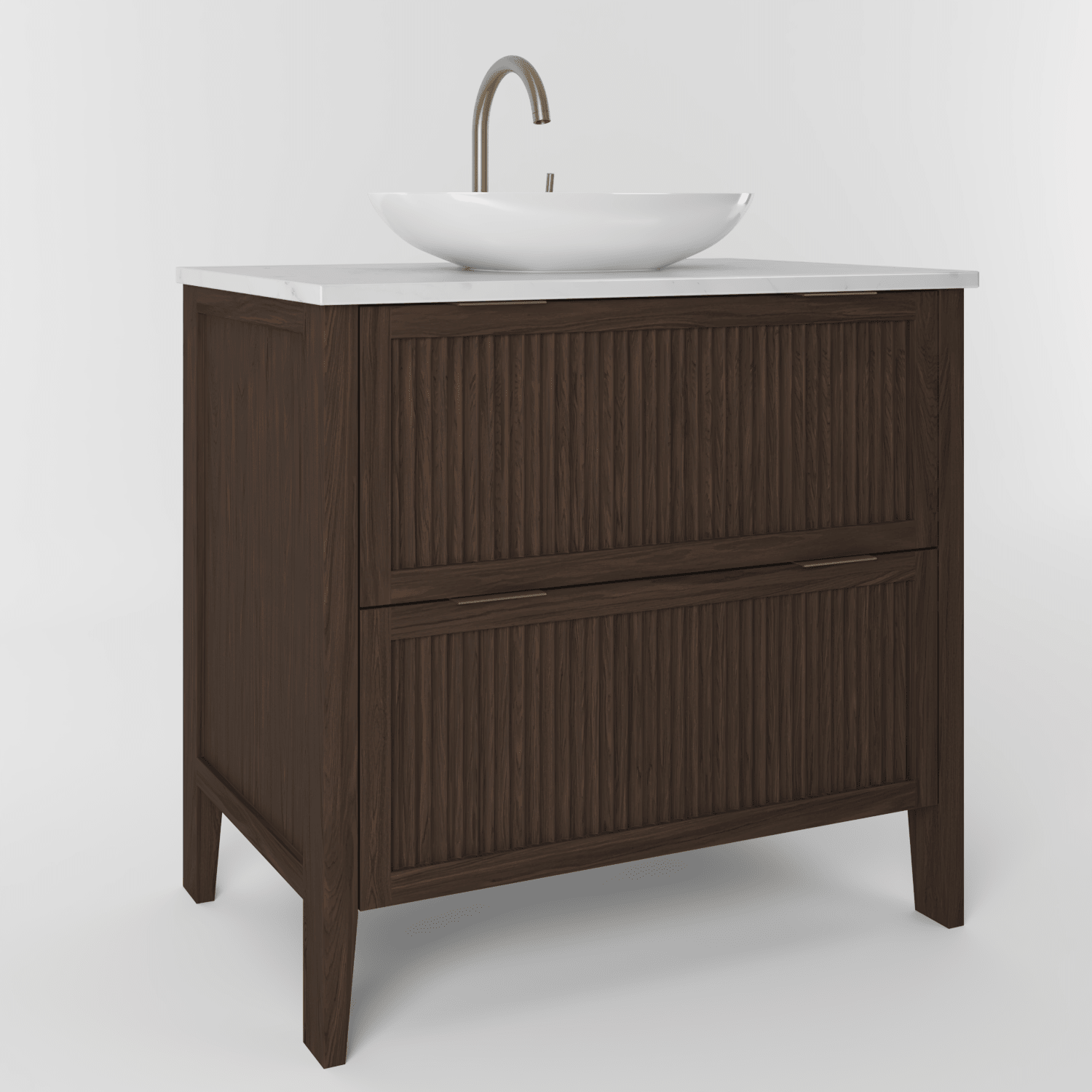 The Clifton | Oak Fluted Vanity 800mm | Dark Roast - Mockridge Design