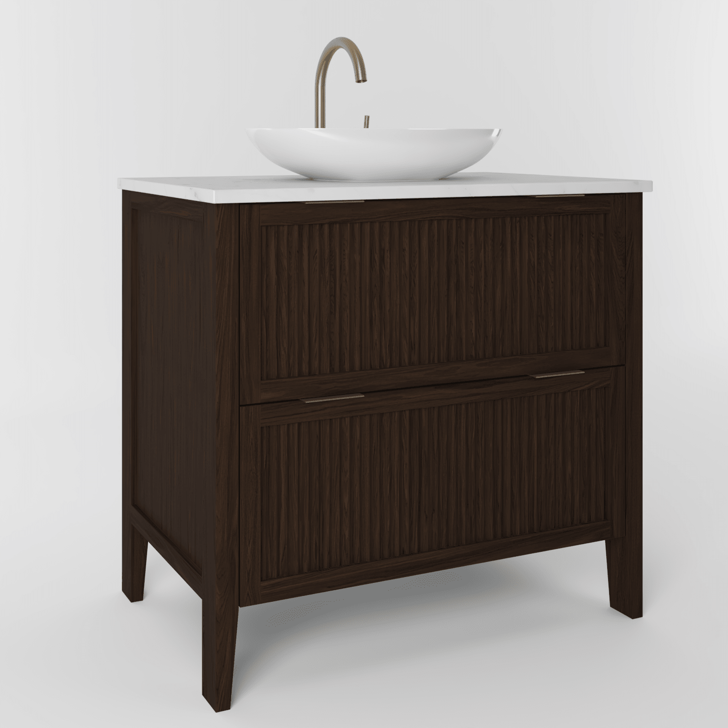 The Clifton | Oak Fluted Vanity 800mm | Espresso - Mockridge Design