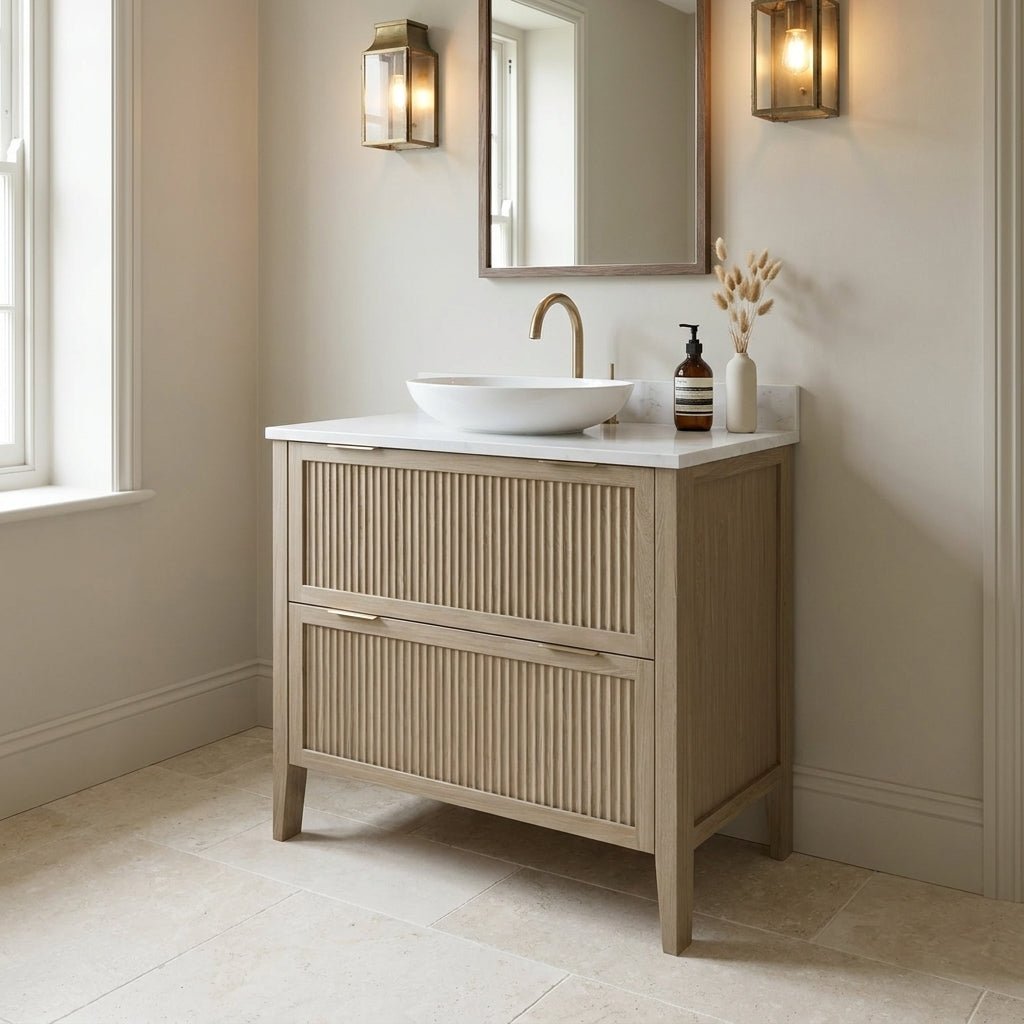 The Clifton | Oak Fluted Vanity 800mm | Macchiato - Mockridge Design