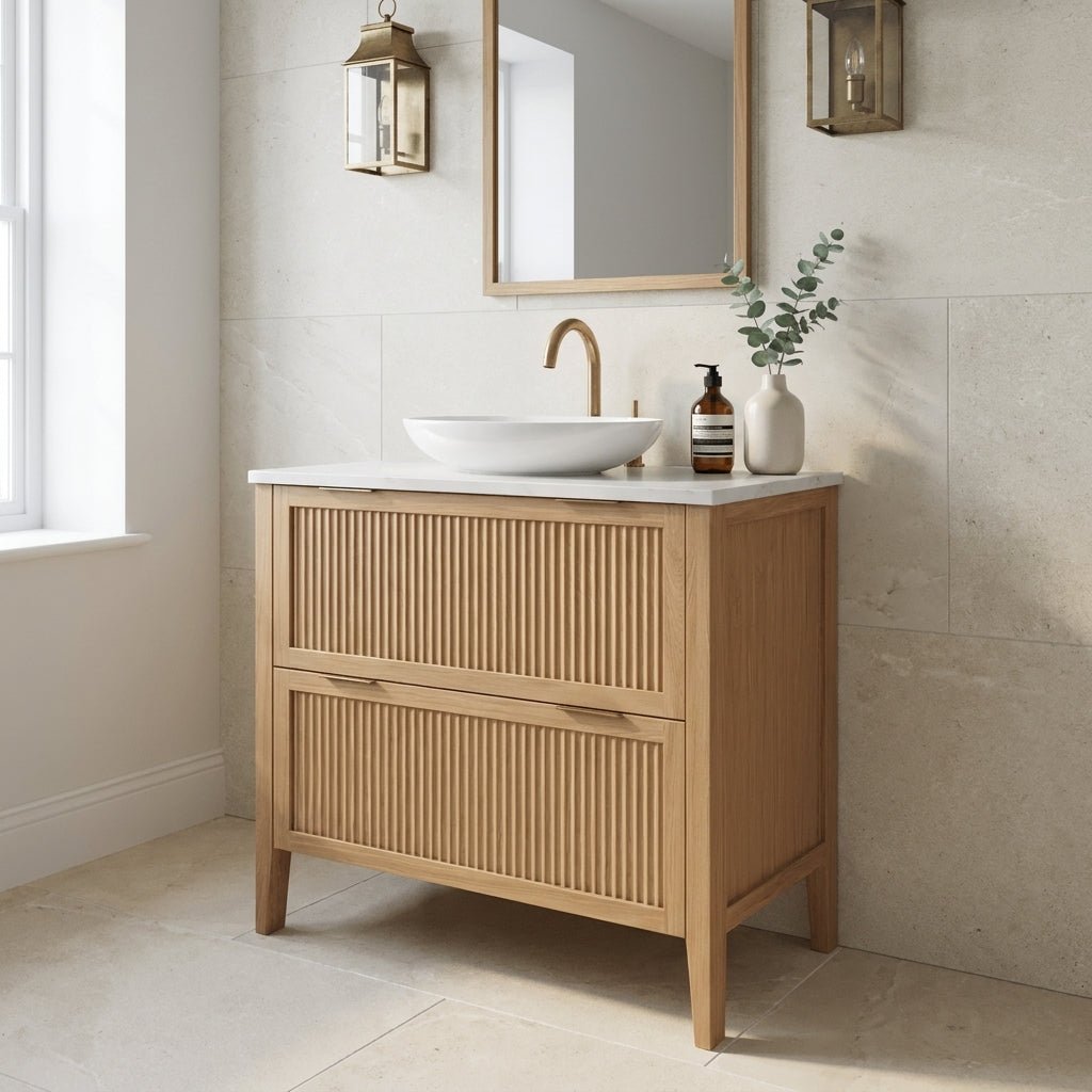 The Clifton | Oak Fluted Vanity 800mm | Natural - Mockridge Design