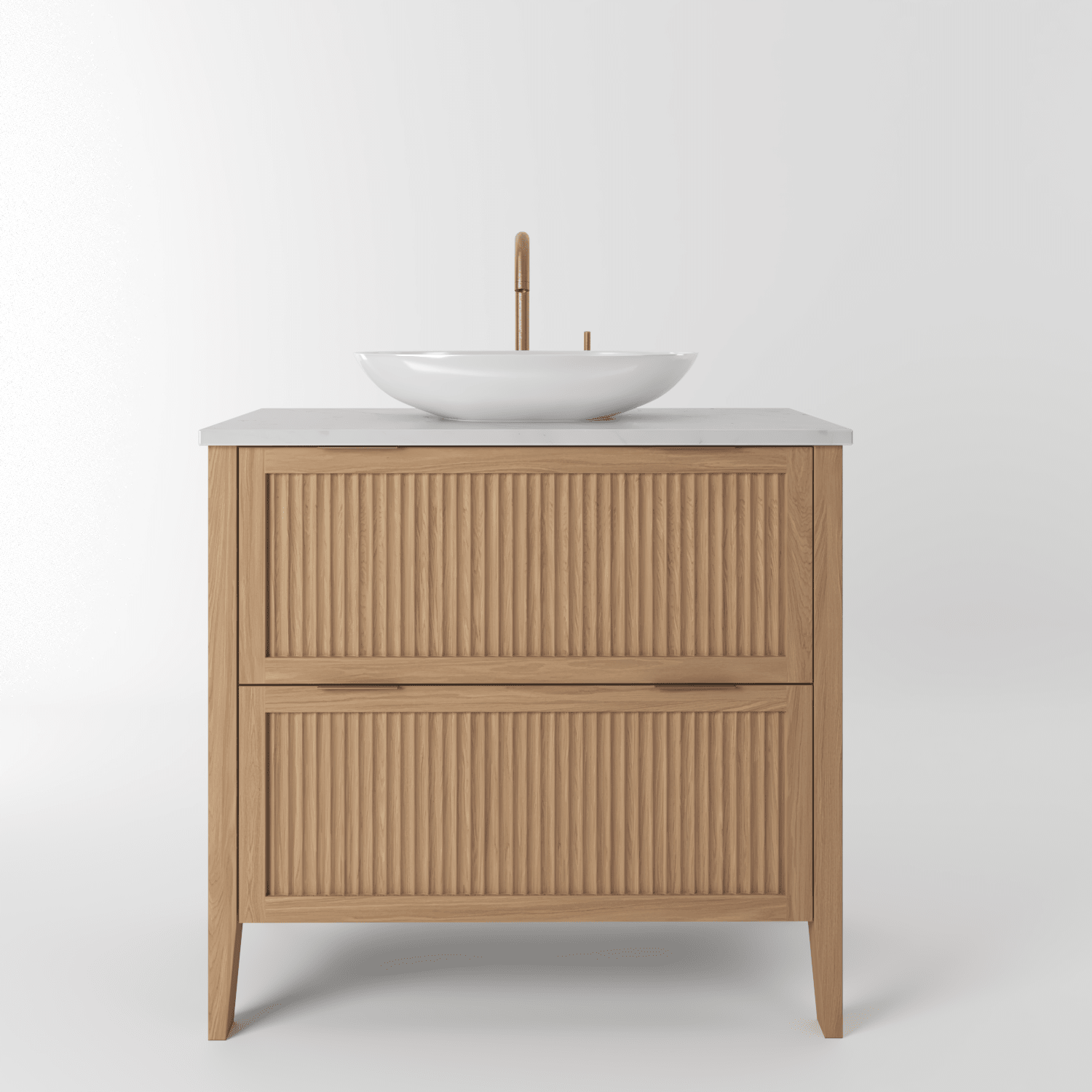 The Clifton | Oak Fluted Vanity 800mm | Natural - Mockridge Design
