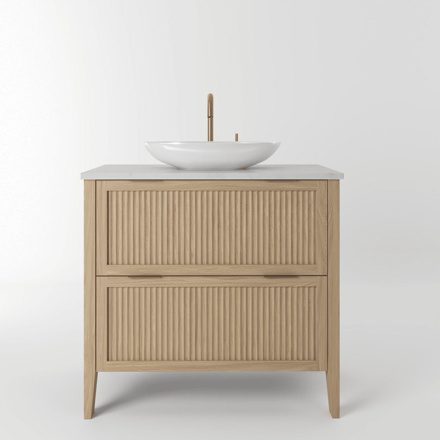 The Clifton | Oak Fluted Vanity 800mm | Smoke 5% - Mockridge Design