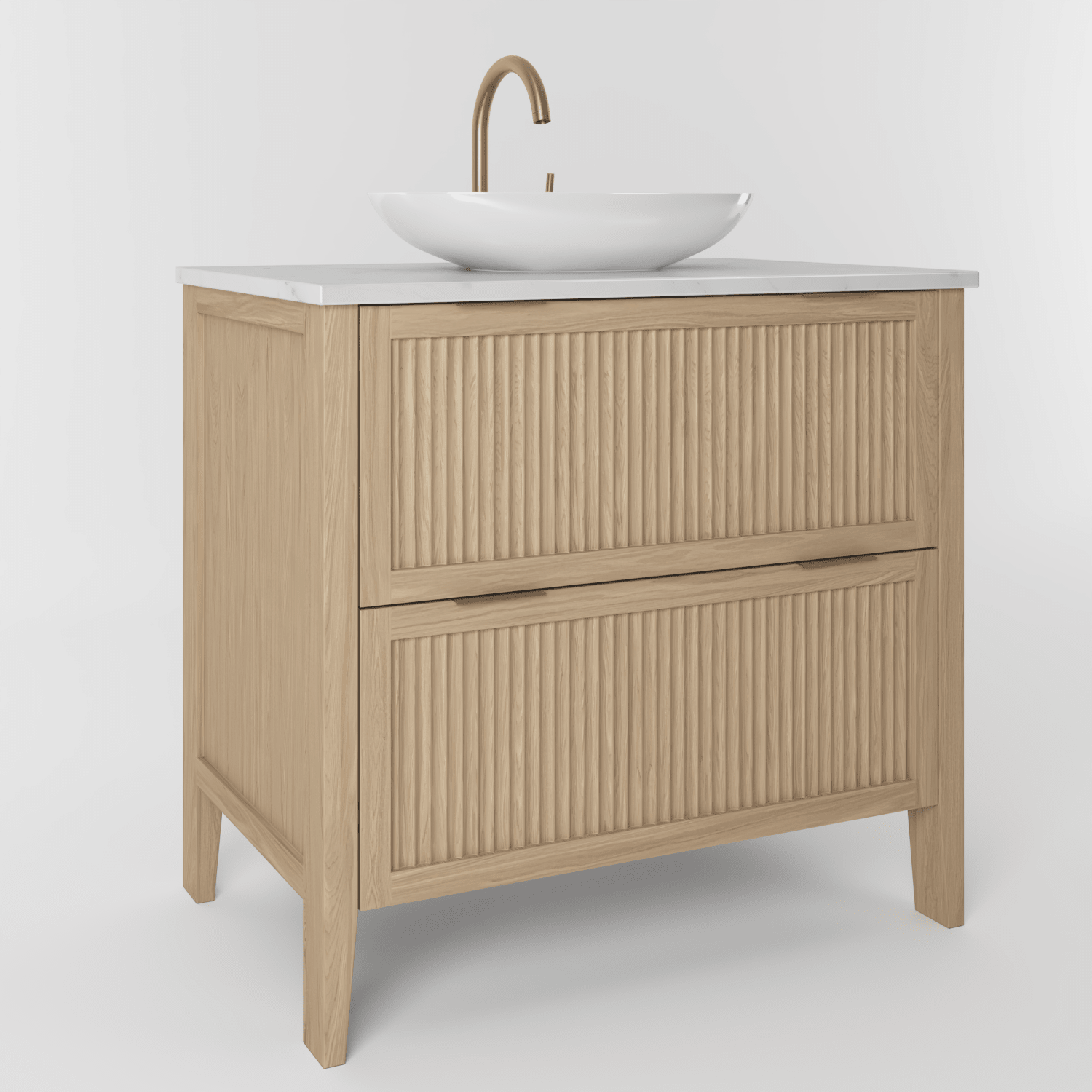 The Clifton | Oak Fluted Vanity 800mm | Smoke 5% - Mockridge Design