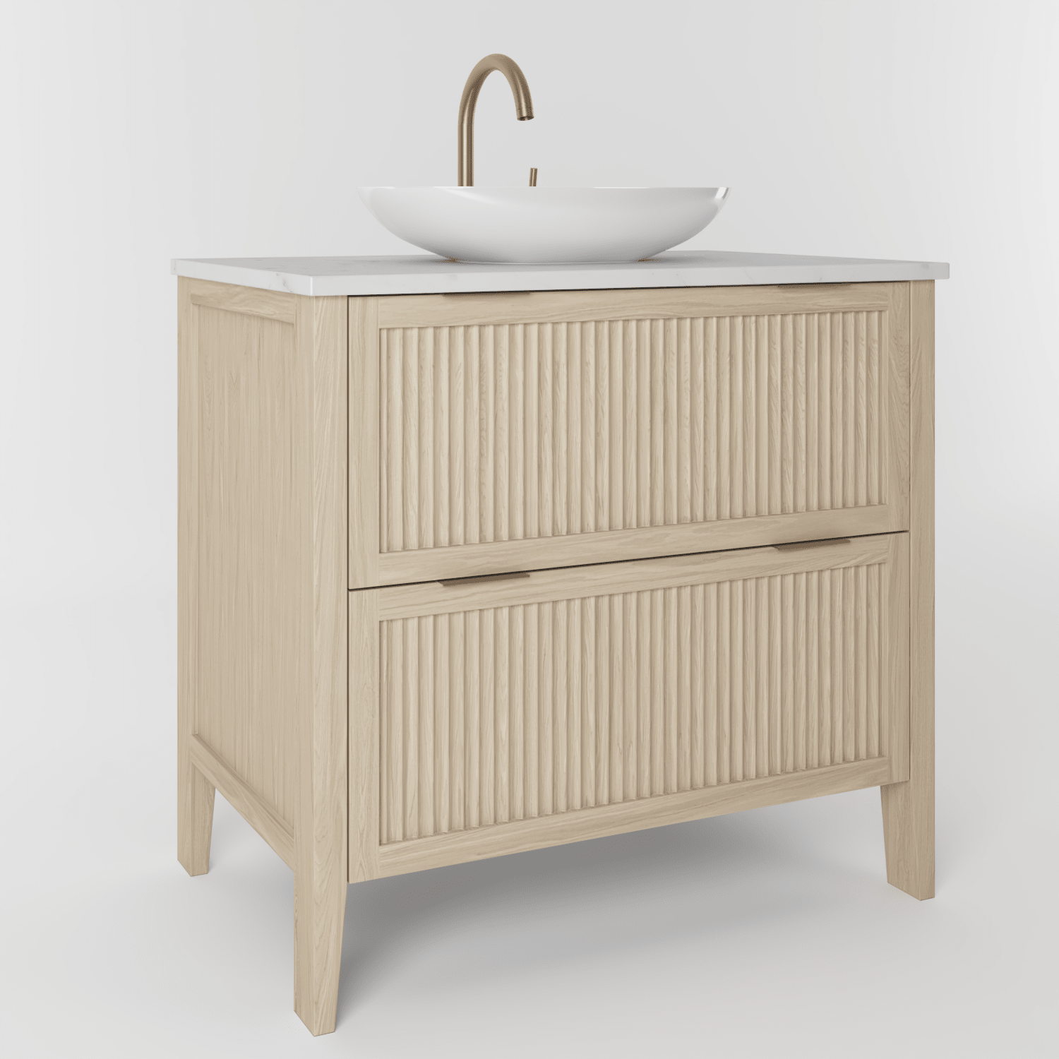 The Clifton | Oak Fluted Vanity 800mm | White - Mockridge Design