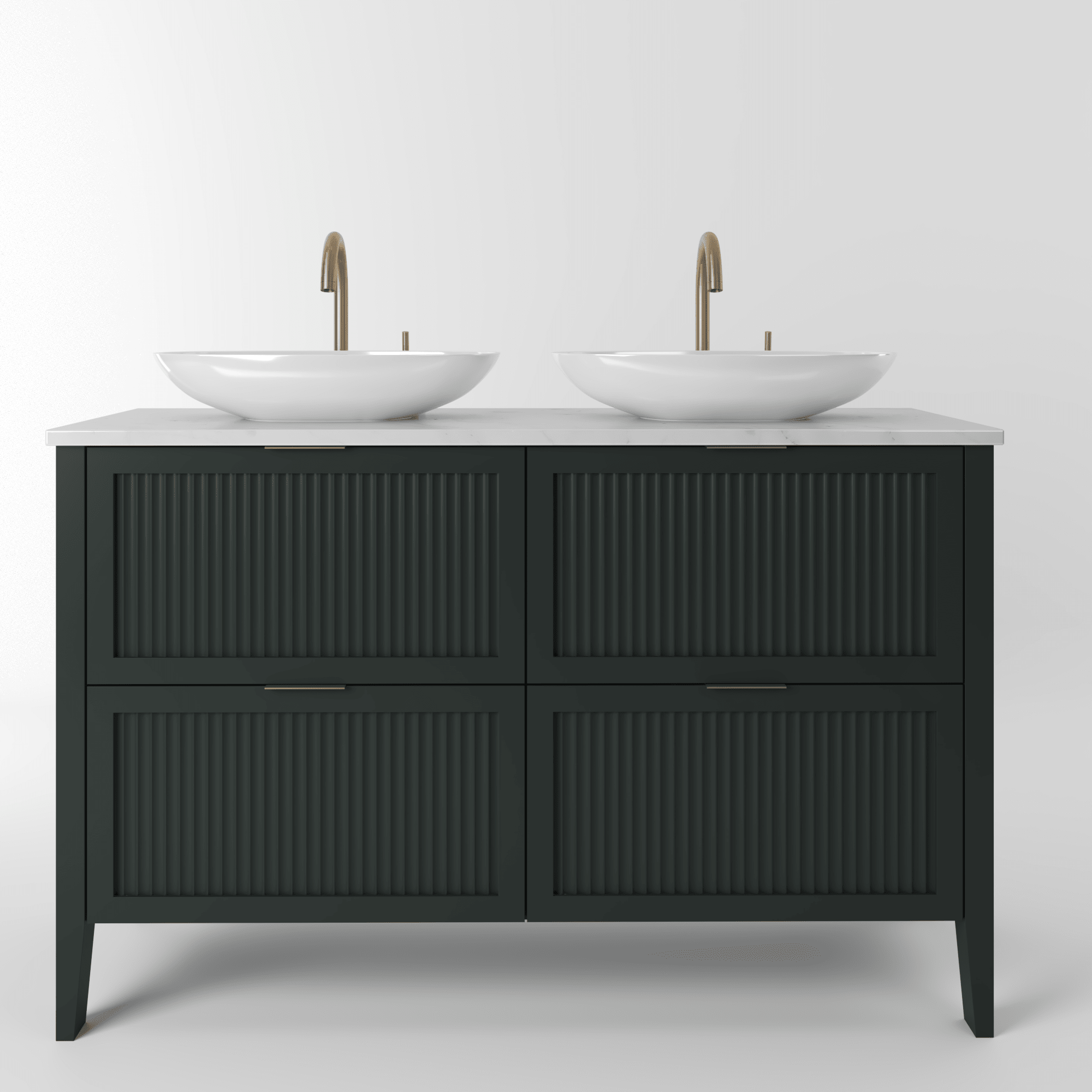 The Clifton | Painted Fluted Double Vanity 1200mm Studio Green - Mockridge Design