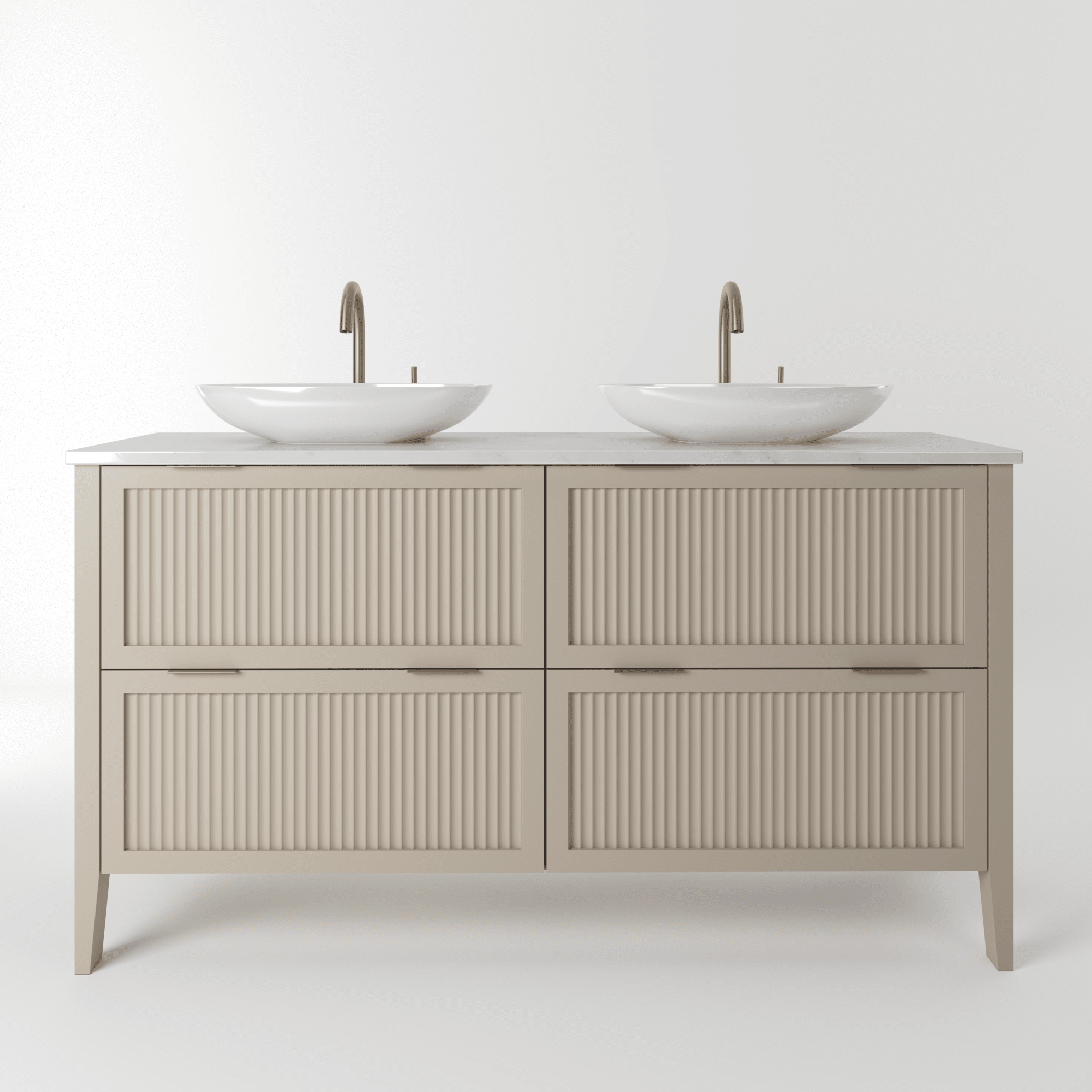 The Clifton | Painted Fluted Double Vanity 1400mm Elephants Breath - Mockridge Design