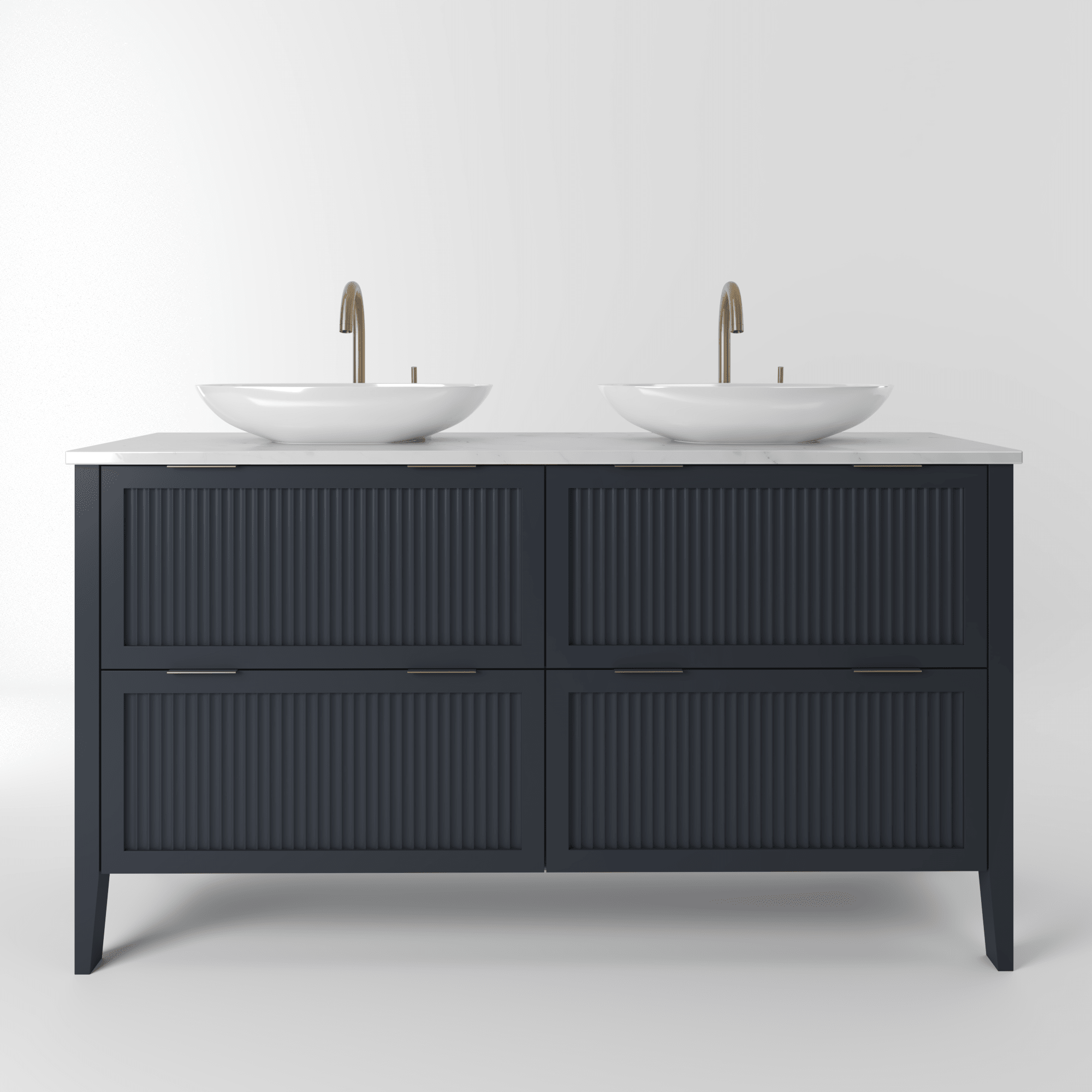 The Clifton | Painted Fluted Double Vanity 1400mm Railings - Mockridge Design
