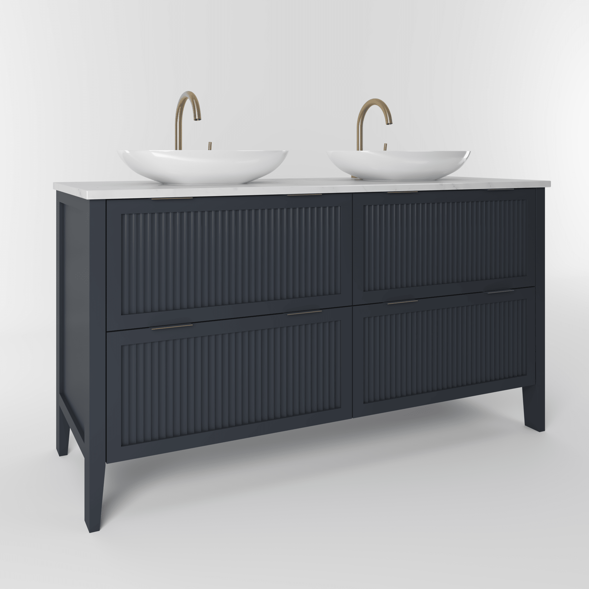 The Clifton | Painted Fluted Double Vanity 1400mm Railings - Mockridge Design