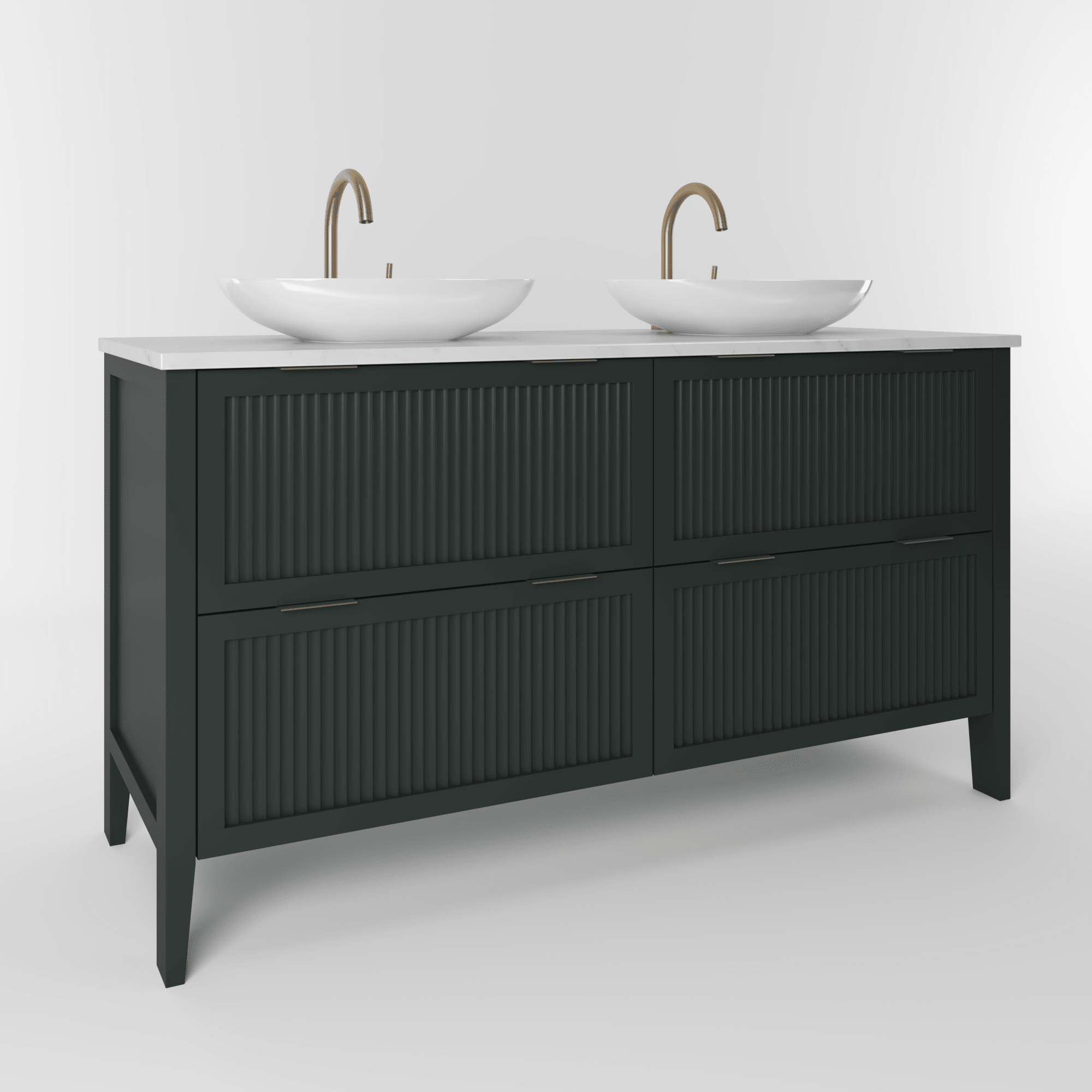 The Clifton | Painted Fluted Double Vanity 1400mm Studio Green - Mockridge Design